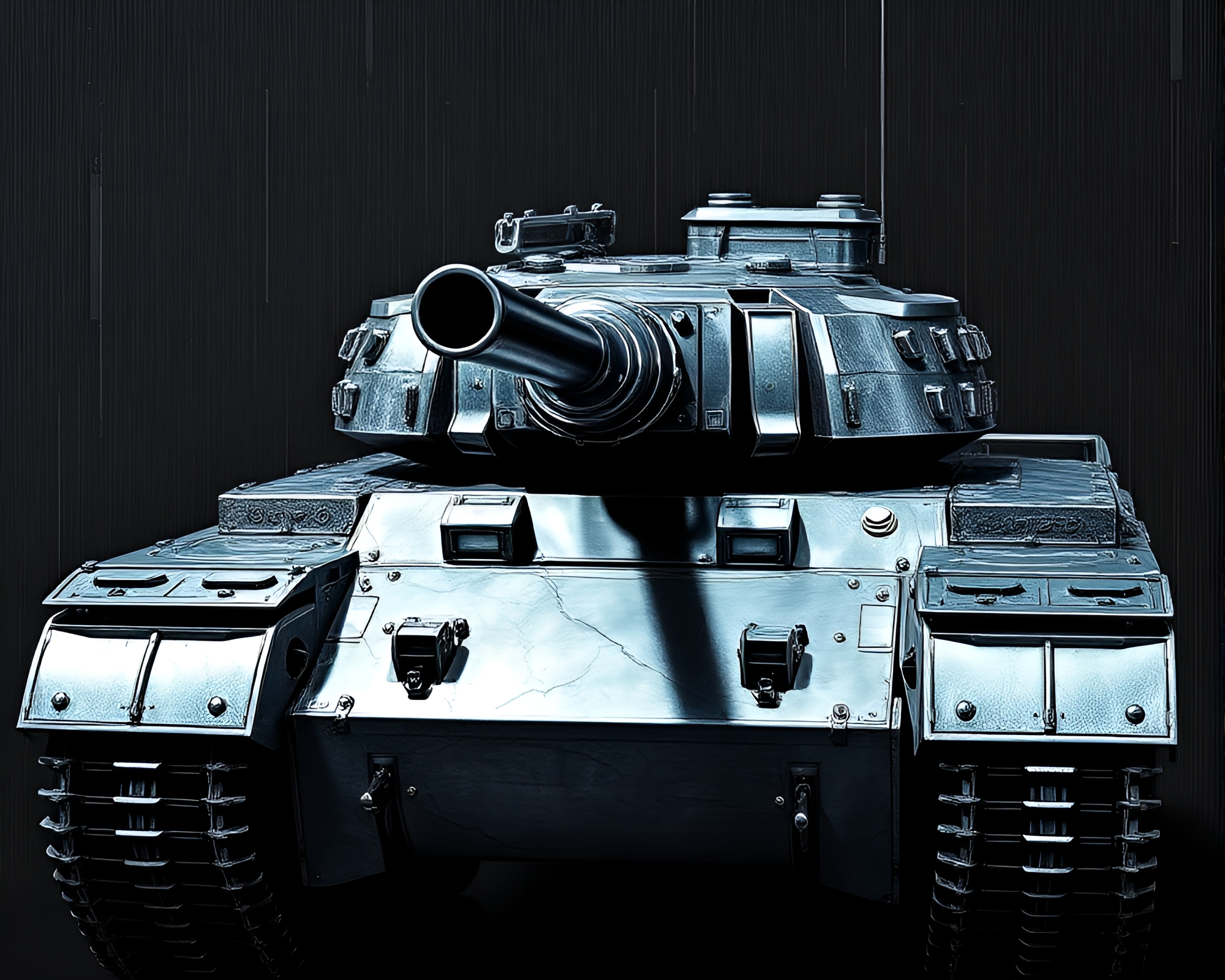 Armored Tank with Silver Leaf Accents in ASCII Art – free AI stock image