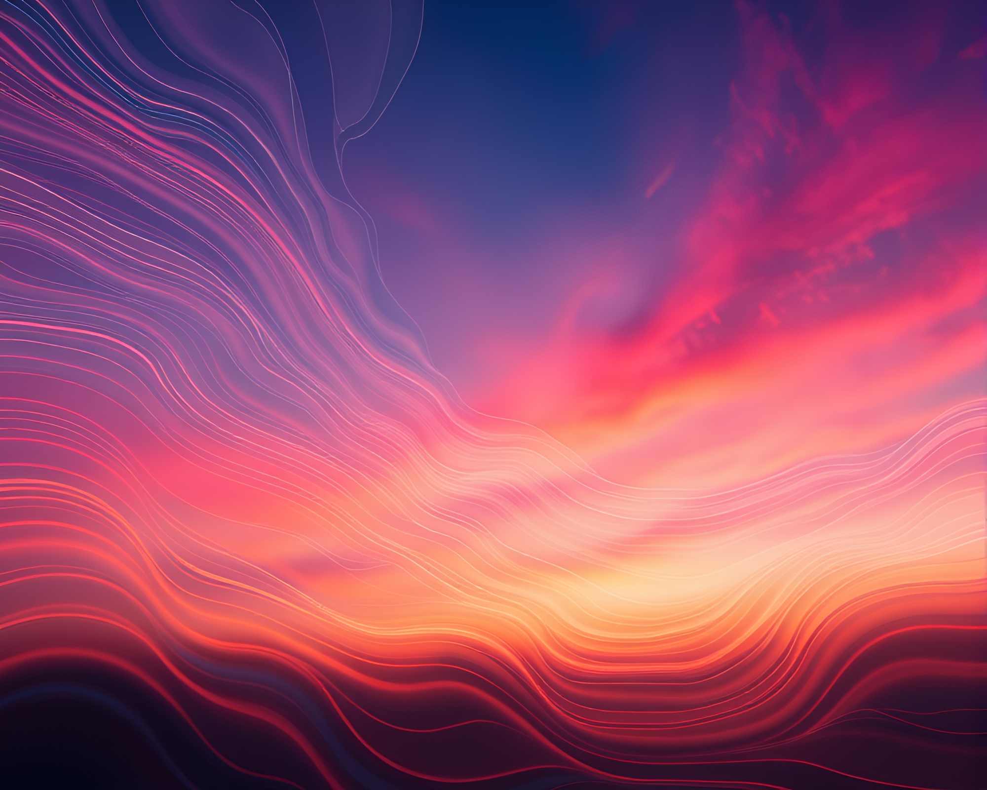 Sunrise Light Trails in Ancient Cave Painting Style – free AI stock image