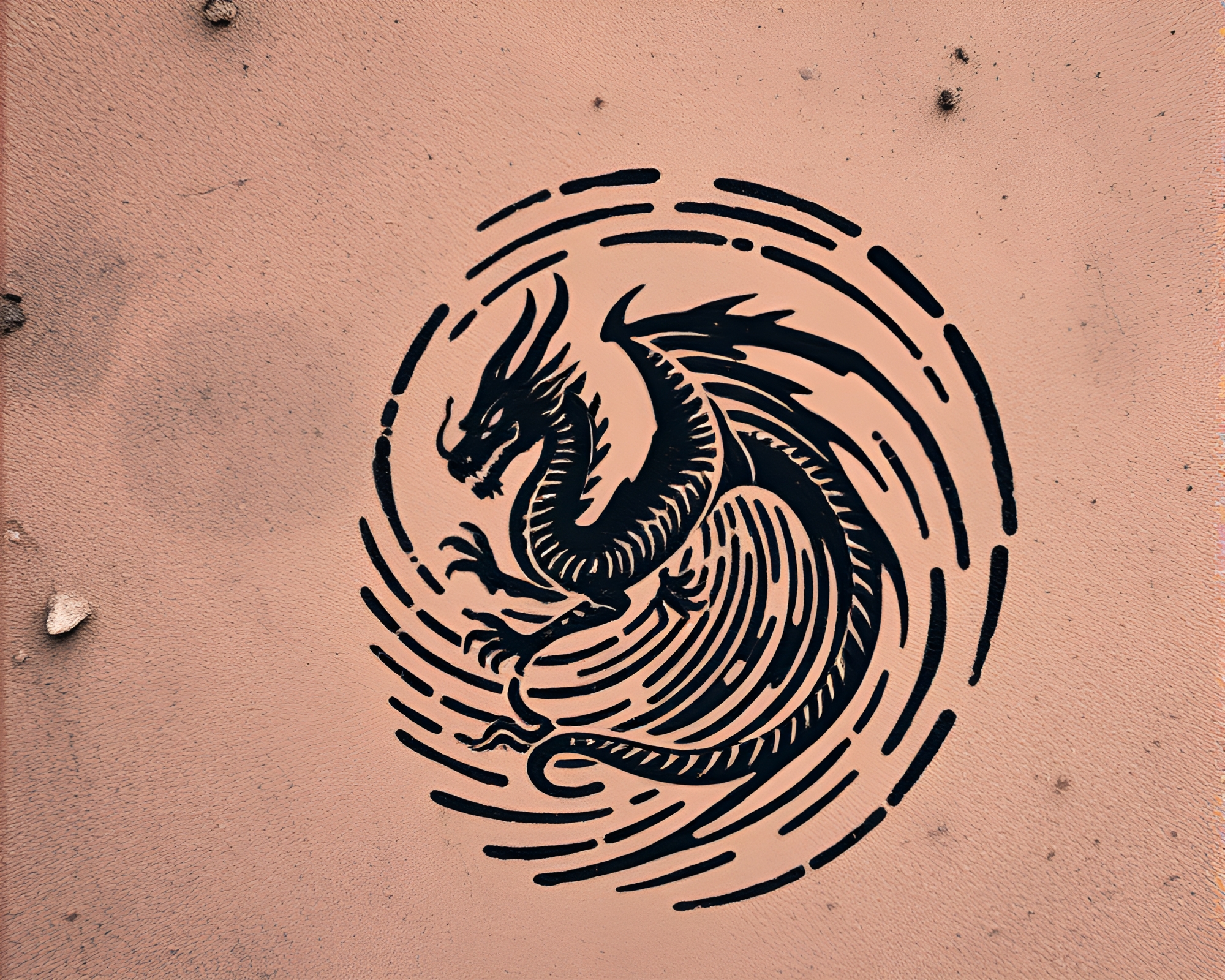 Dragon in Fingerprint Swirl with Volcanic Ash Lighting – free AI stock image