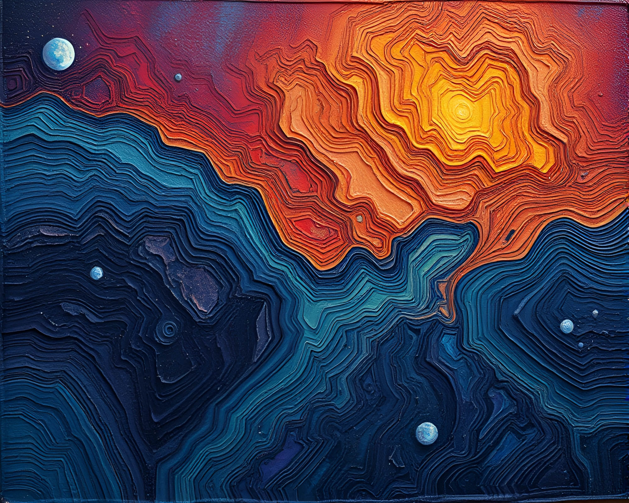 Impasto Parallel Universe: Technical Illustrated Allegory – free AI stock image