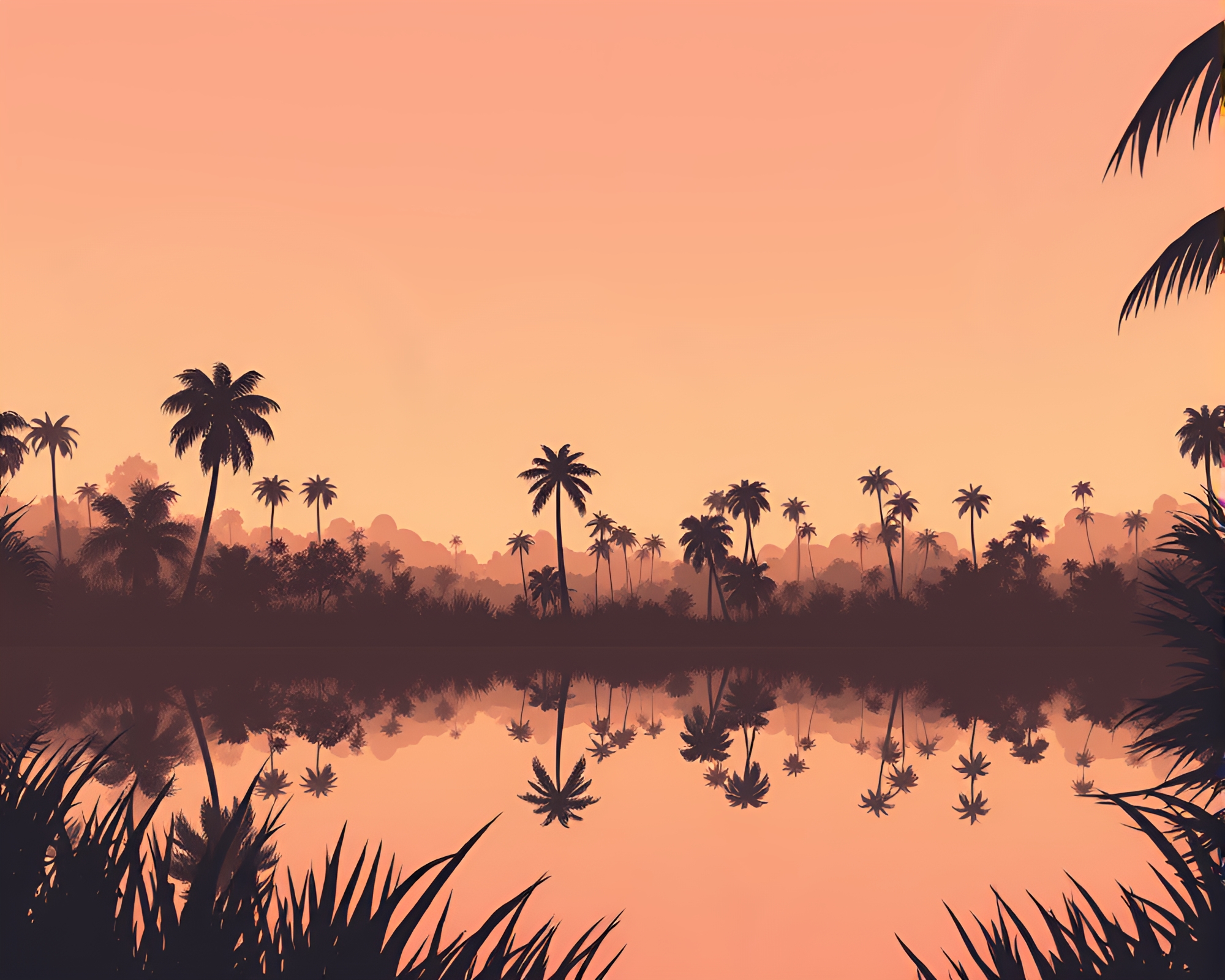 Jungle Reflection in Soft Grunge Pastels – free AI stock image