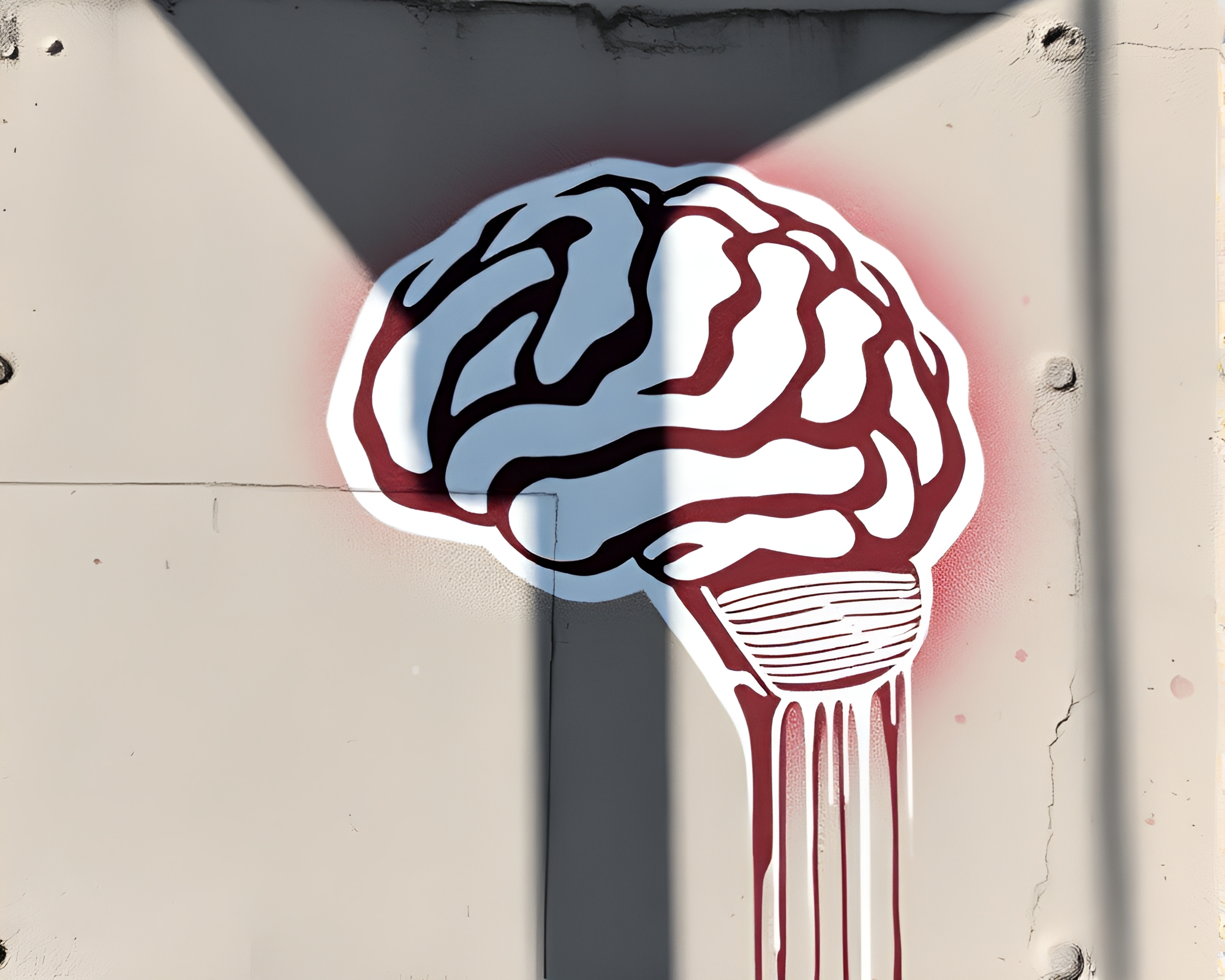 AI Brain Graffiti Art with Retro Scanlines – free AI stock image