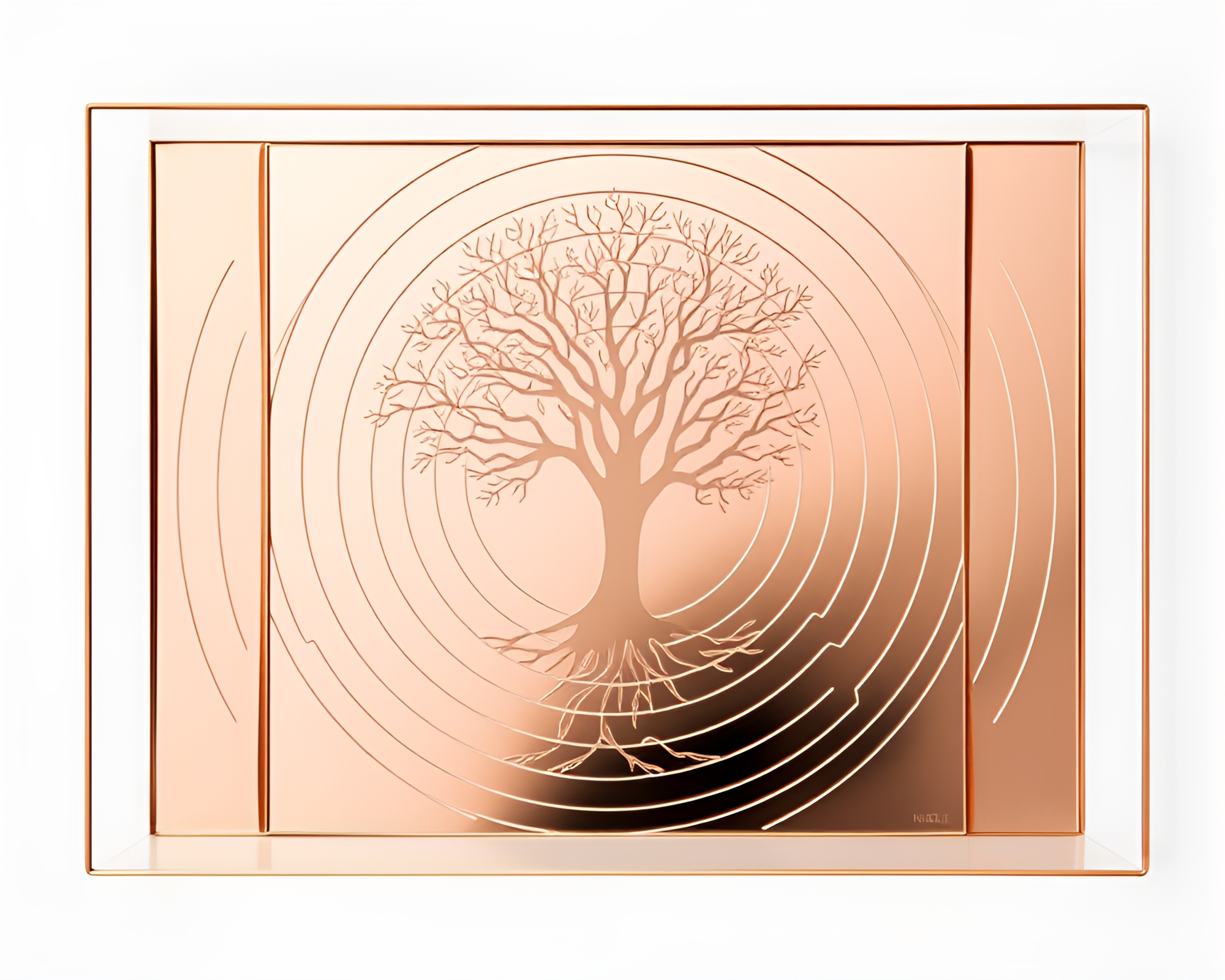 Enigmatic Mirror Maze in Rose Gold Collage – free AI stock image