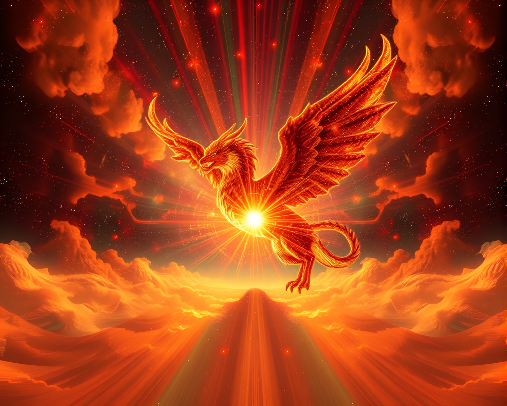 Panoramic Data Visualization of Enchanted Starburst Gryphon – free AI stock image