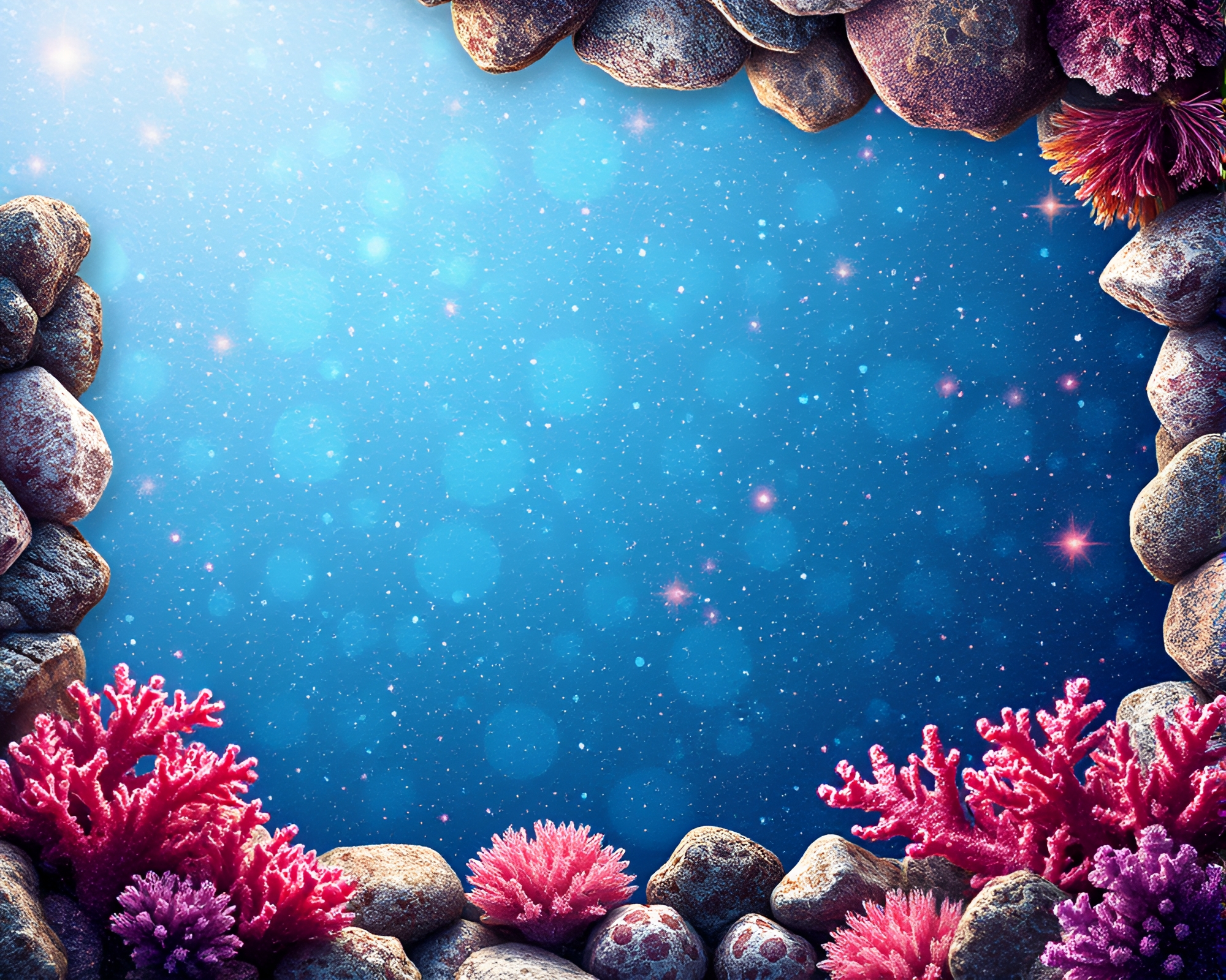 Mesmerizing Underwater Glitch Art Framed by Living Coral – free AI stock image