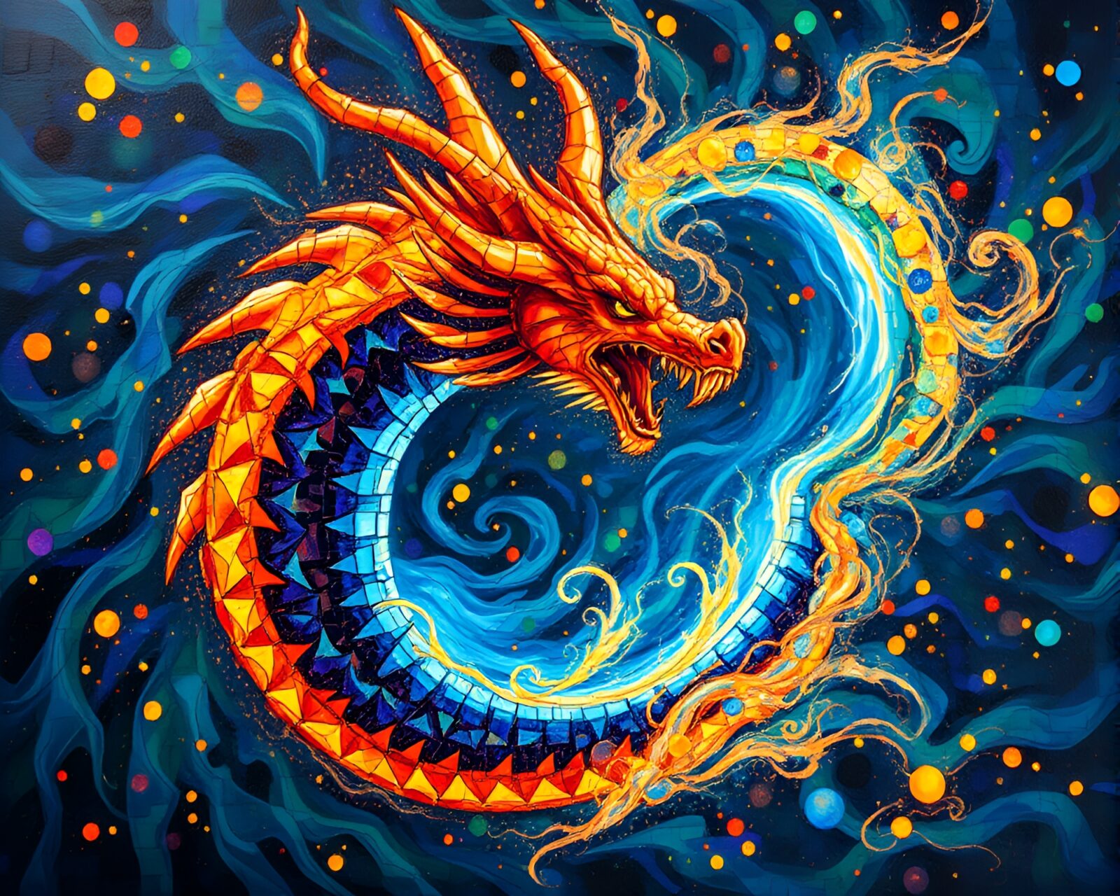 A mesmerizing swirl of colors around a glowing dragon egg