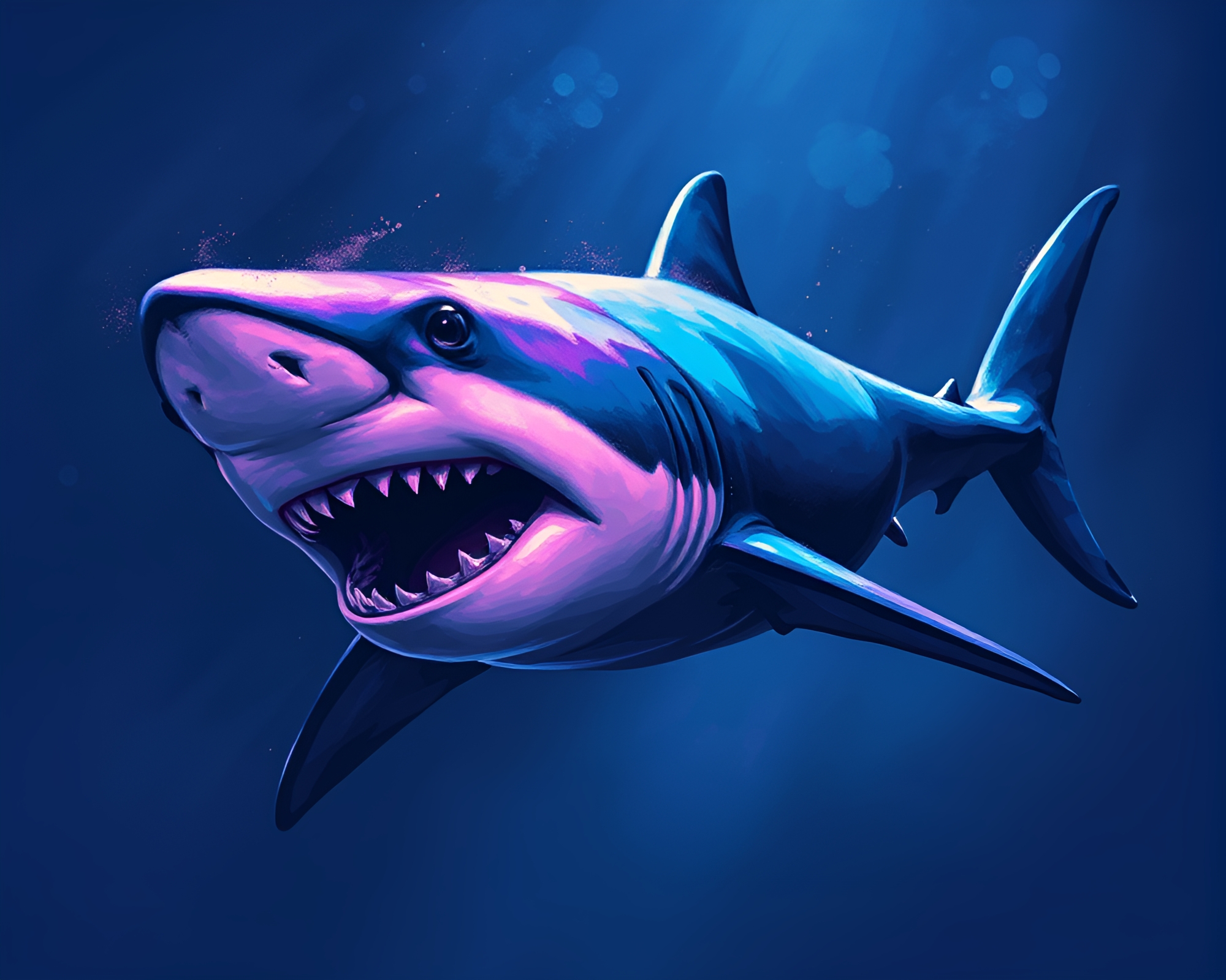 Charcoal Pixel Art of Ultraviolet Shark in Motion – free AI stock image