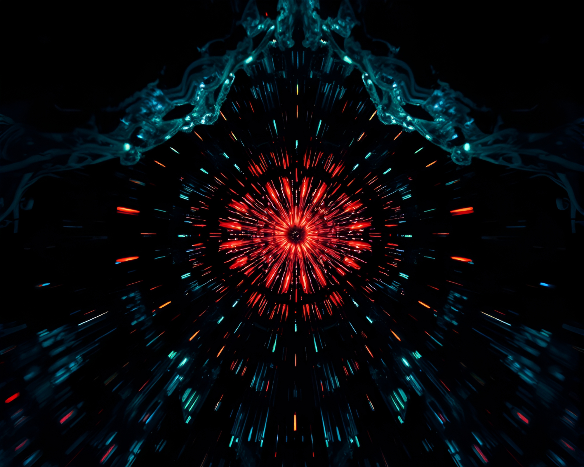 Ancient Cave Painting Illuminated with ASCII Light Leaks – free AI stock image