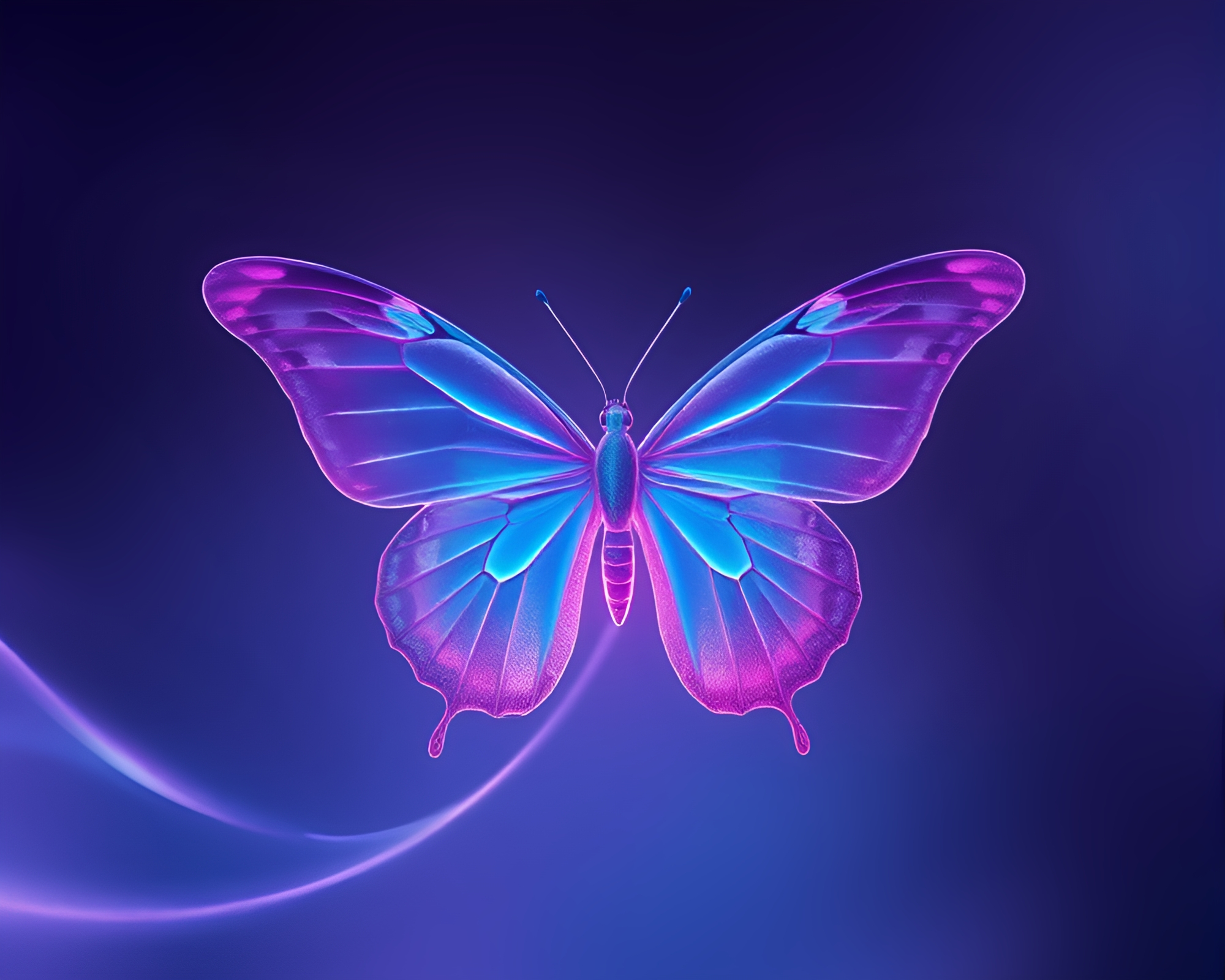 Silk Butterfly in Misty Gradient Mesh – free AI stock image