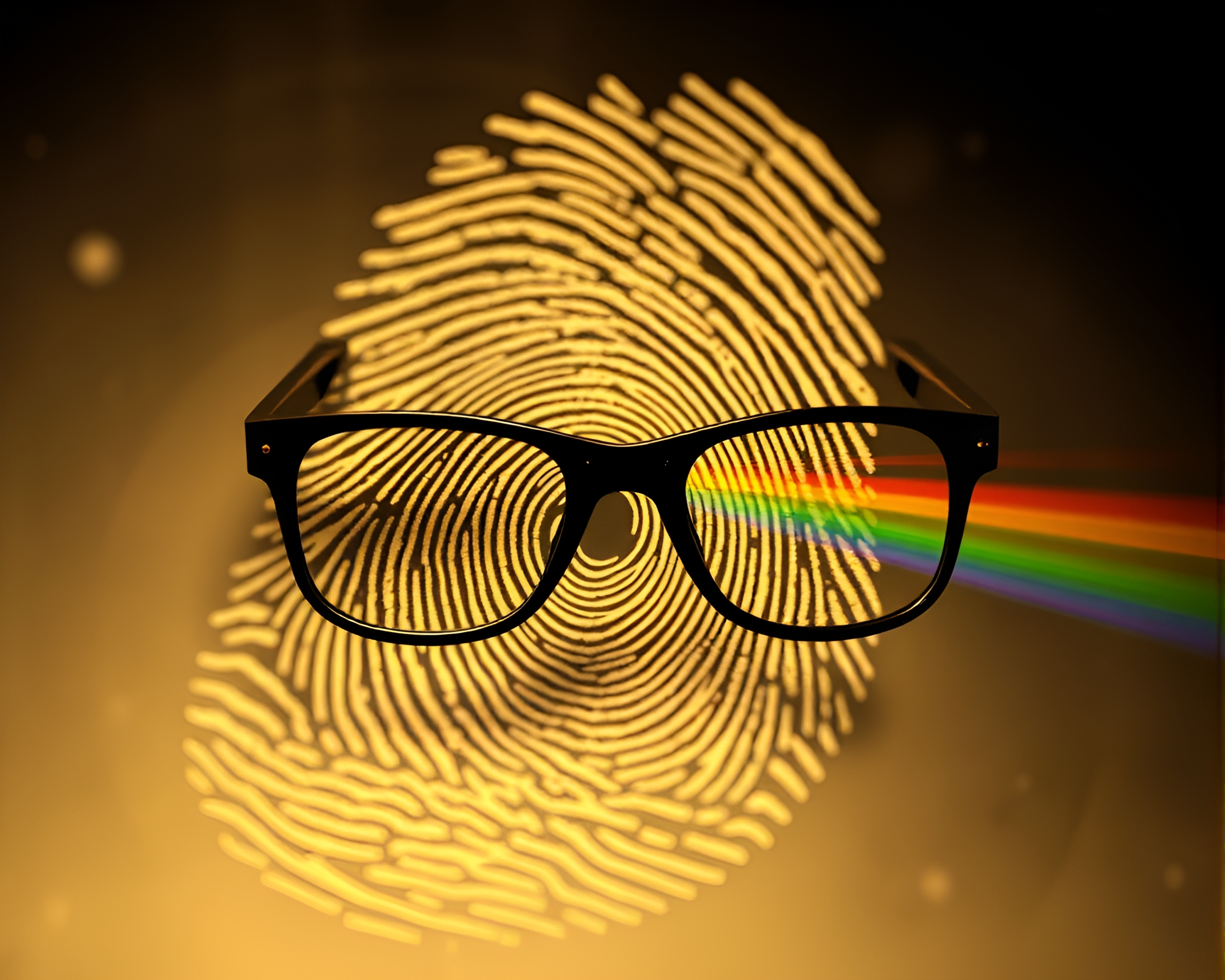 Cosmic Rainbow Augmented Reality Glasses in Sepia Tone – free AI stock image