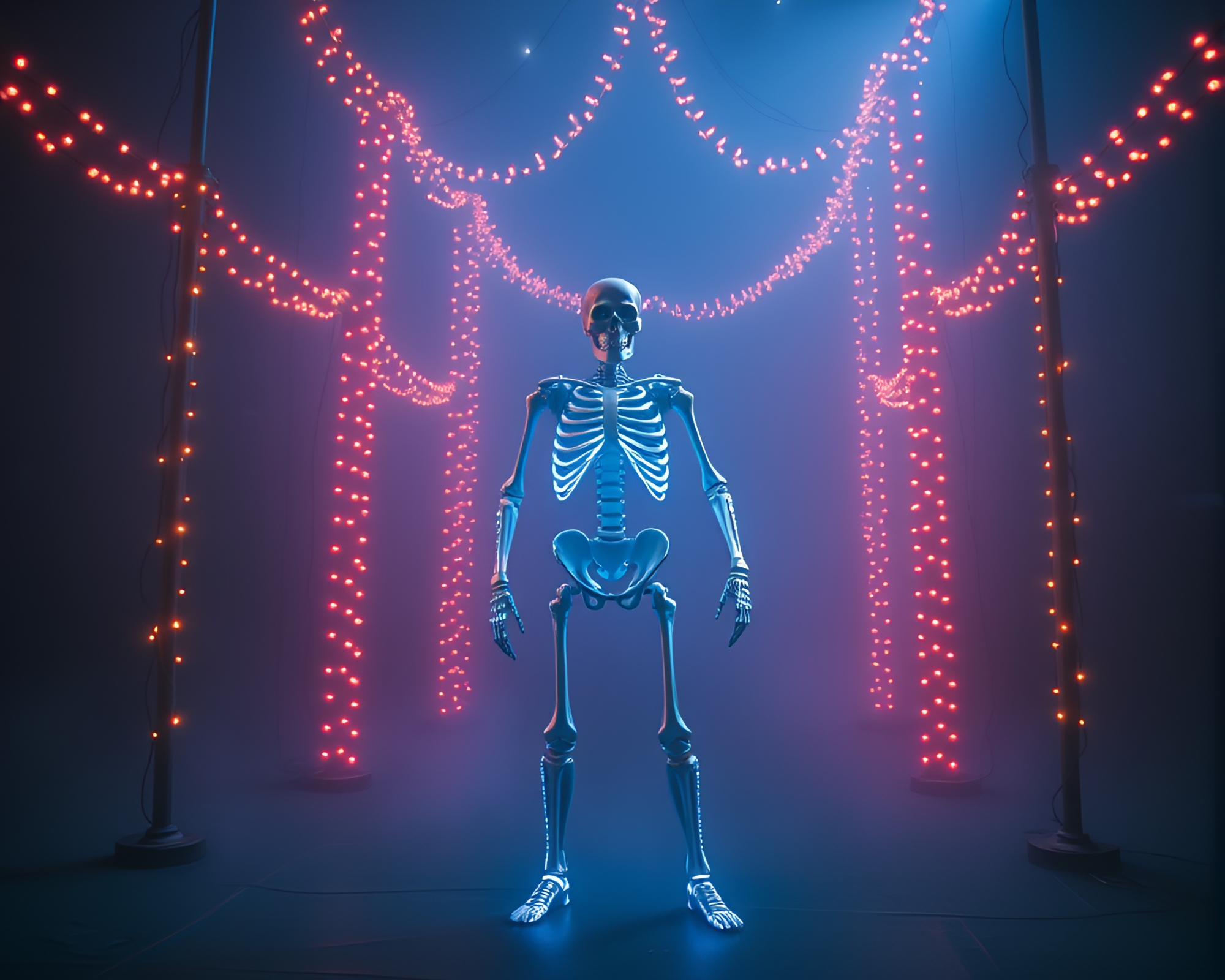Mesmerizing Divisionist Carnival Lights Surround Exoskeleton Suit – free AI stock image