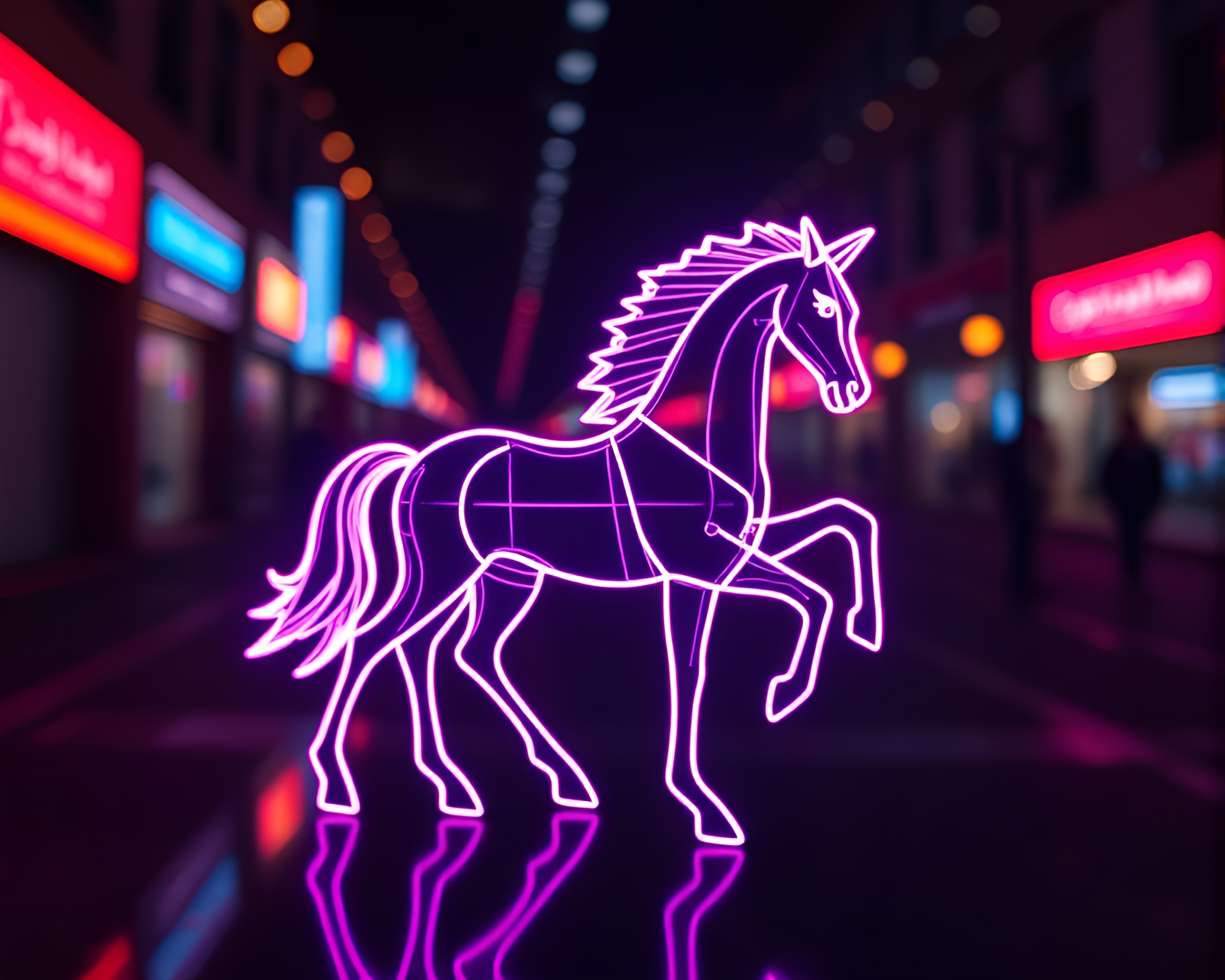 Neon Wireframe Centaur in Prism Refraction – free AI stock image