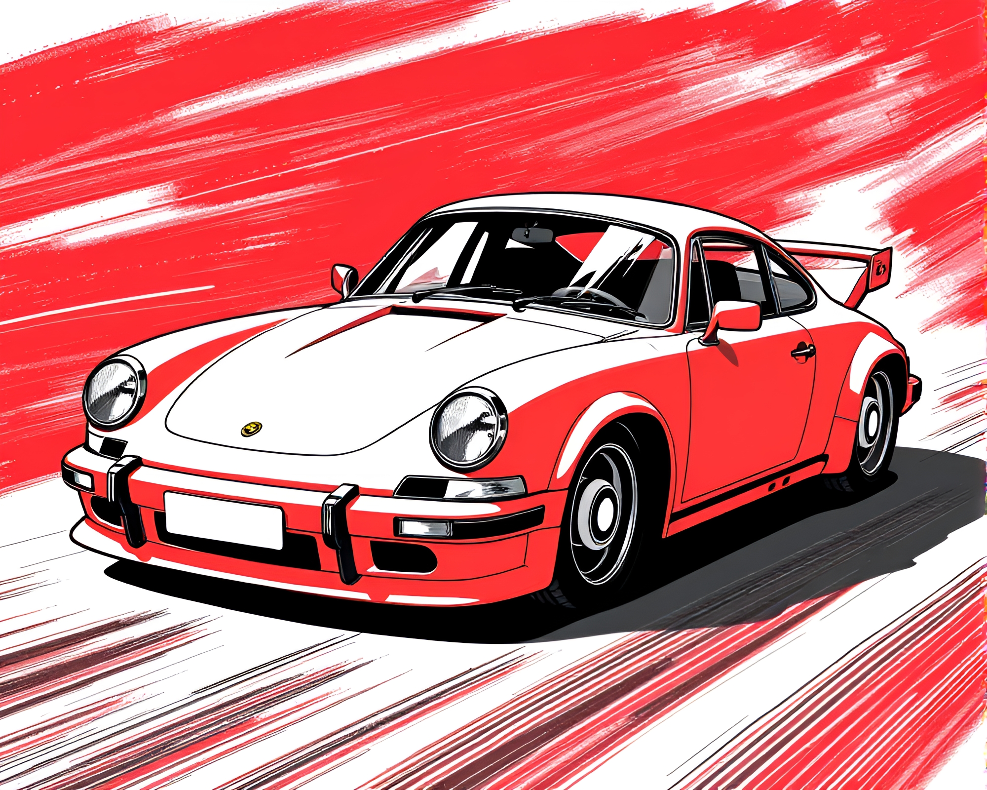 Manga Style Hover Car in Ruby Red Contrast – free AI stock image