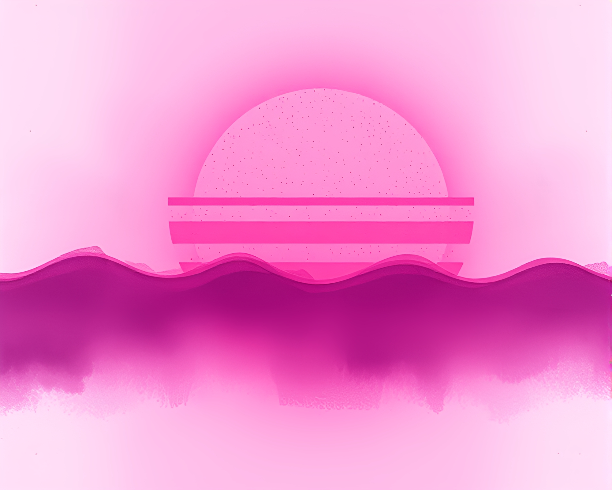 Retro Wave Grid Bathed in Sunrise Pink Ink Wash – free AI stock image