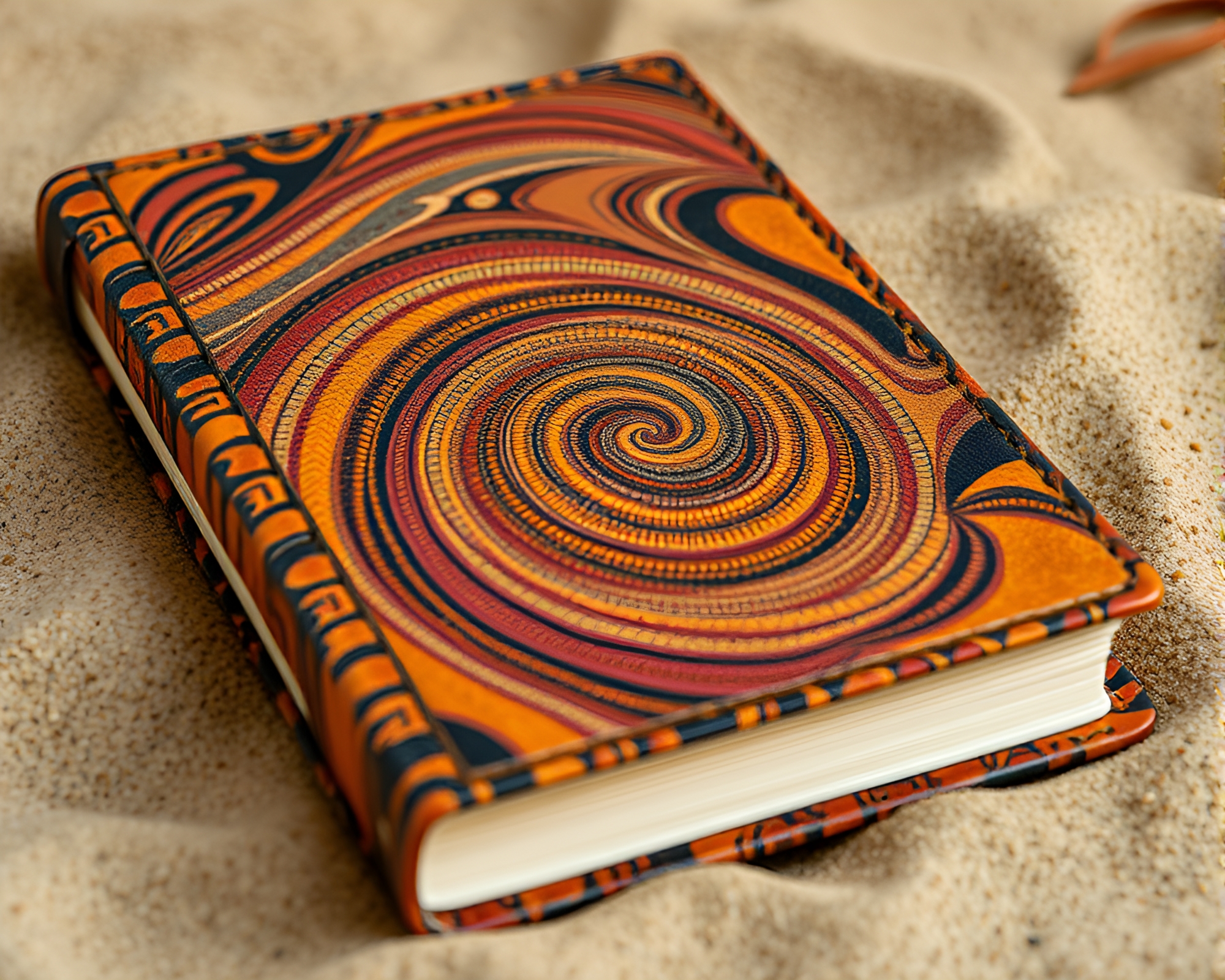 Sand Swirl Pattern Journal with Glitch Colors – free AI stock image