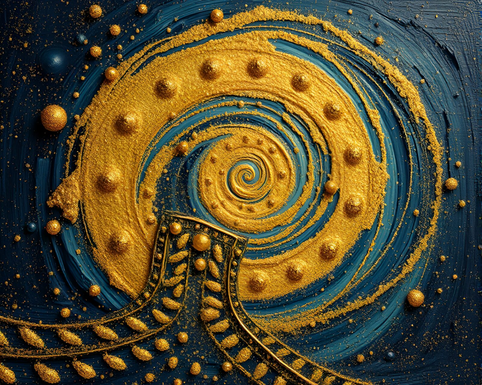 Majestic train traveling in a spiral through stardust-filled sky