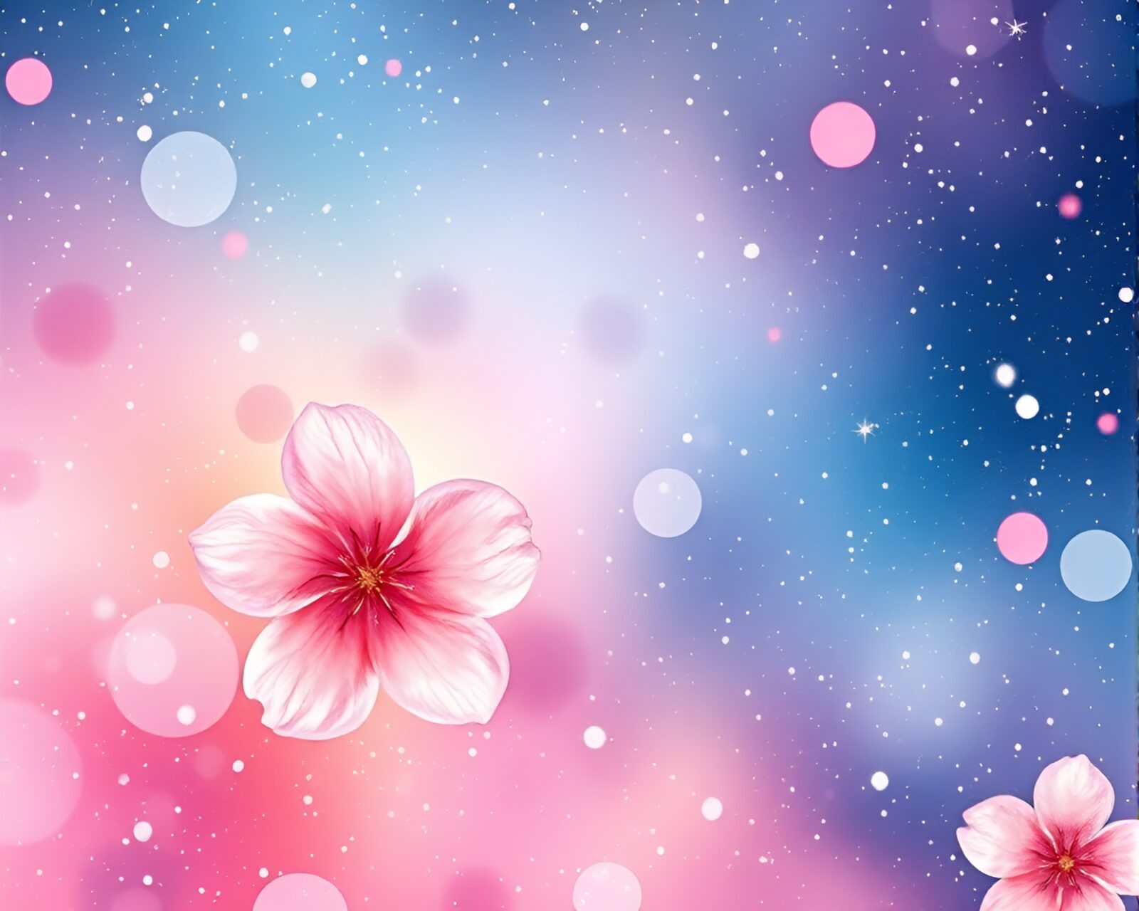 Colorful watercolor flowers surrounding intricate pocket watch against galaxy backdrop