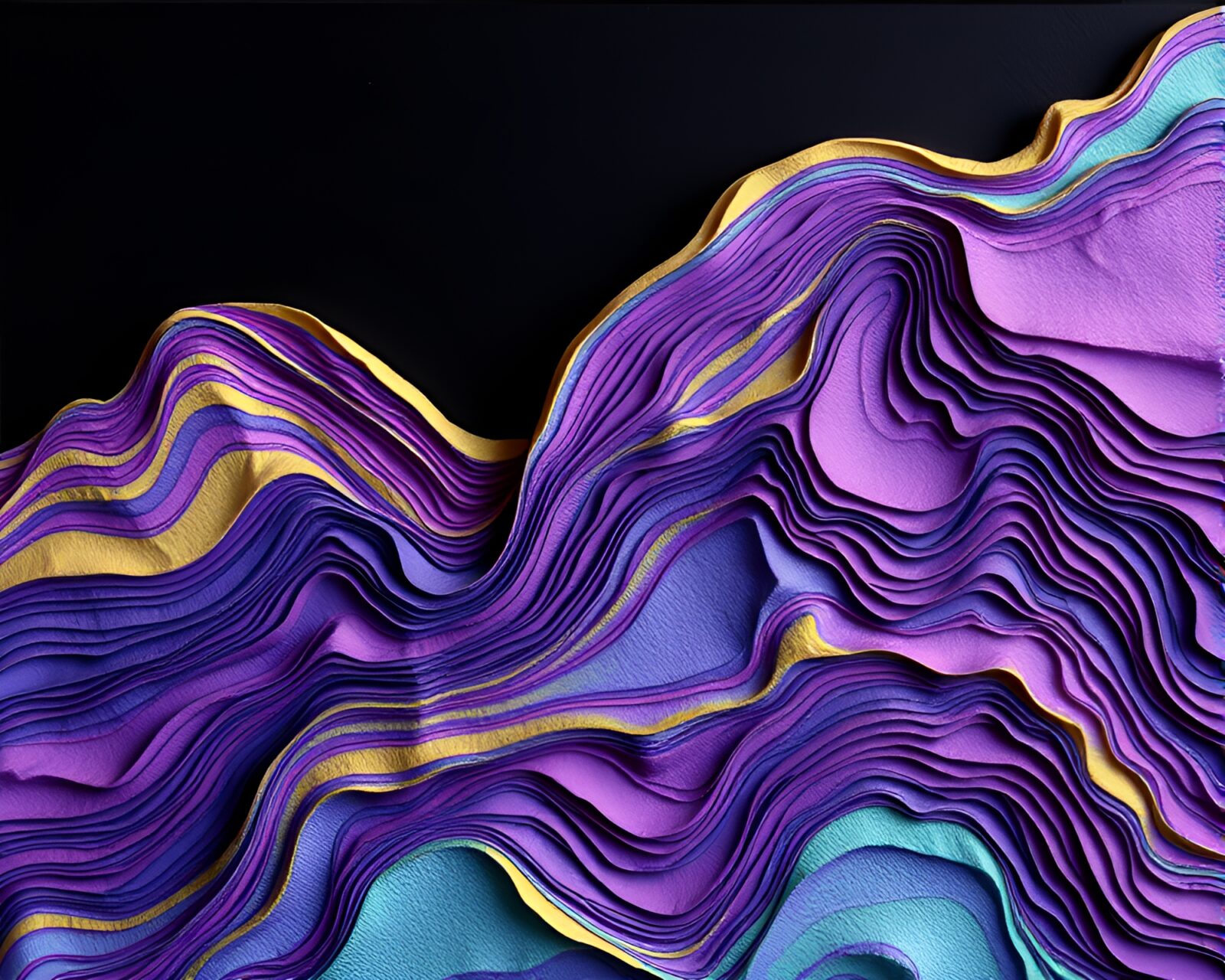 Vibrant paper-cut android under ultraviolet light ridges