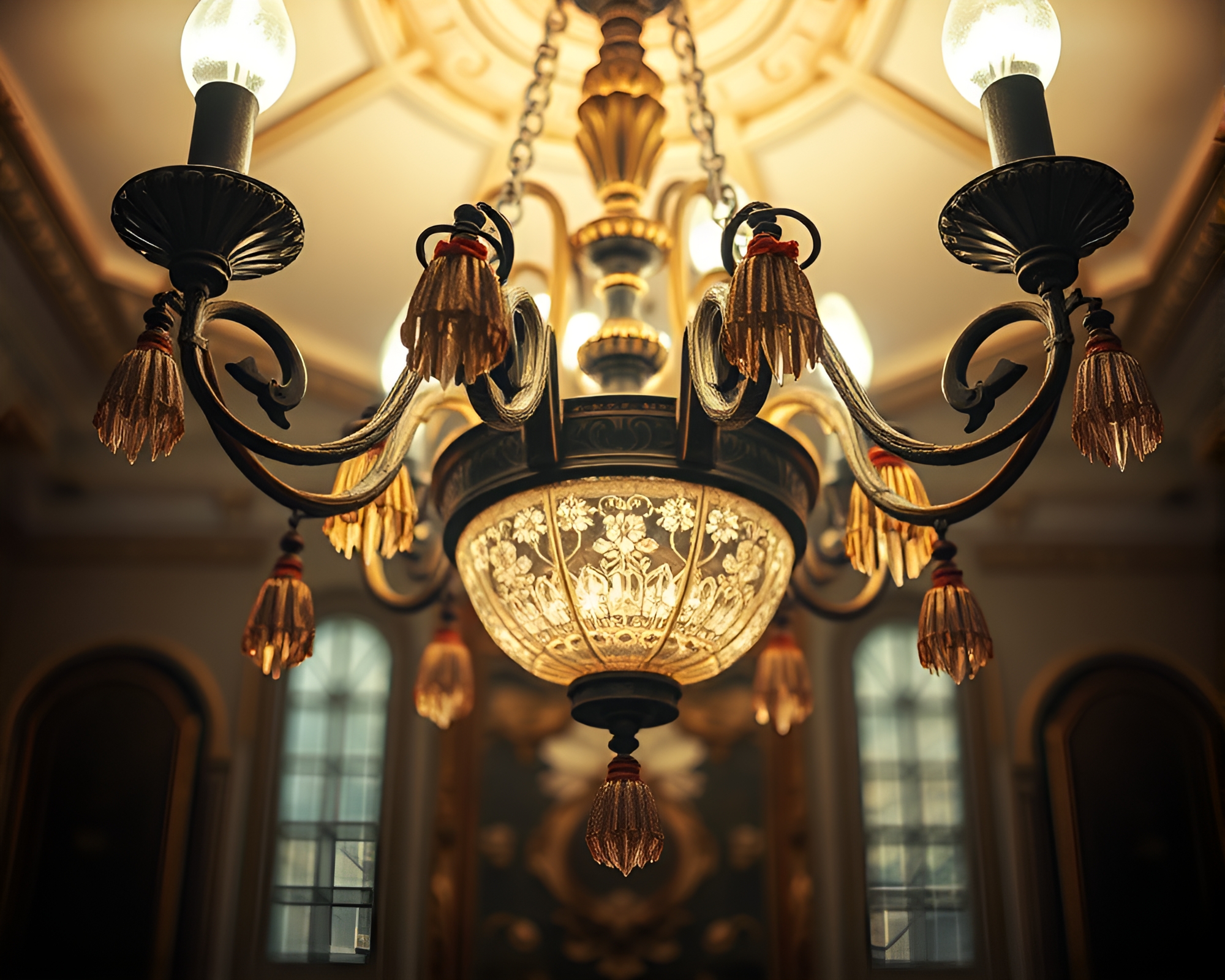 Victorian Chandelier in Midday Chromatic Aberration – free AI stock image
