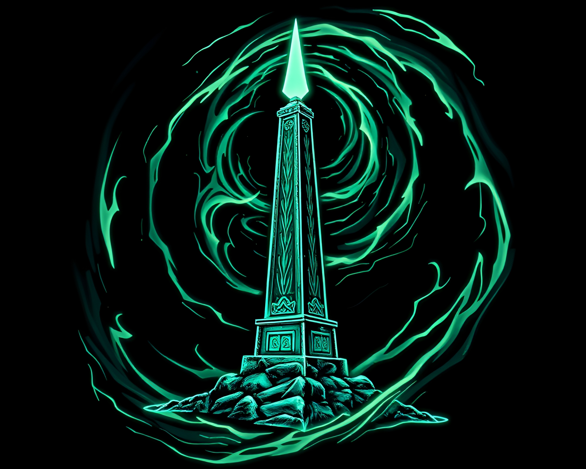 Twisting Vortex Illuminated by Obelisk Glow – free AI stock image