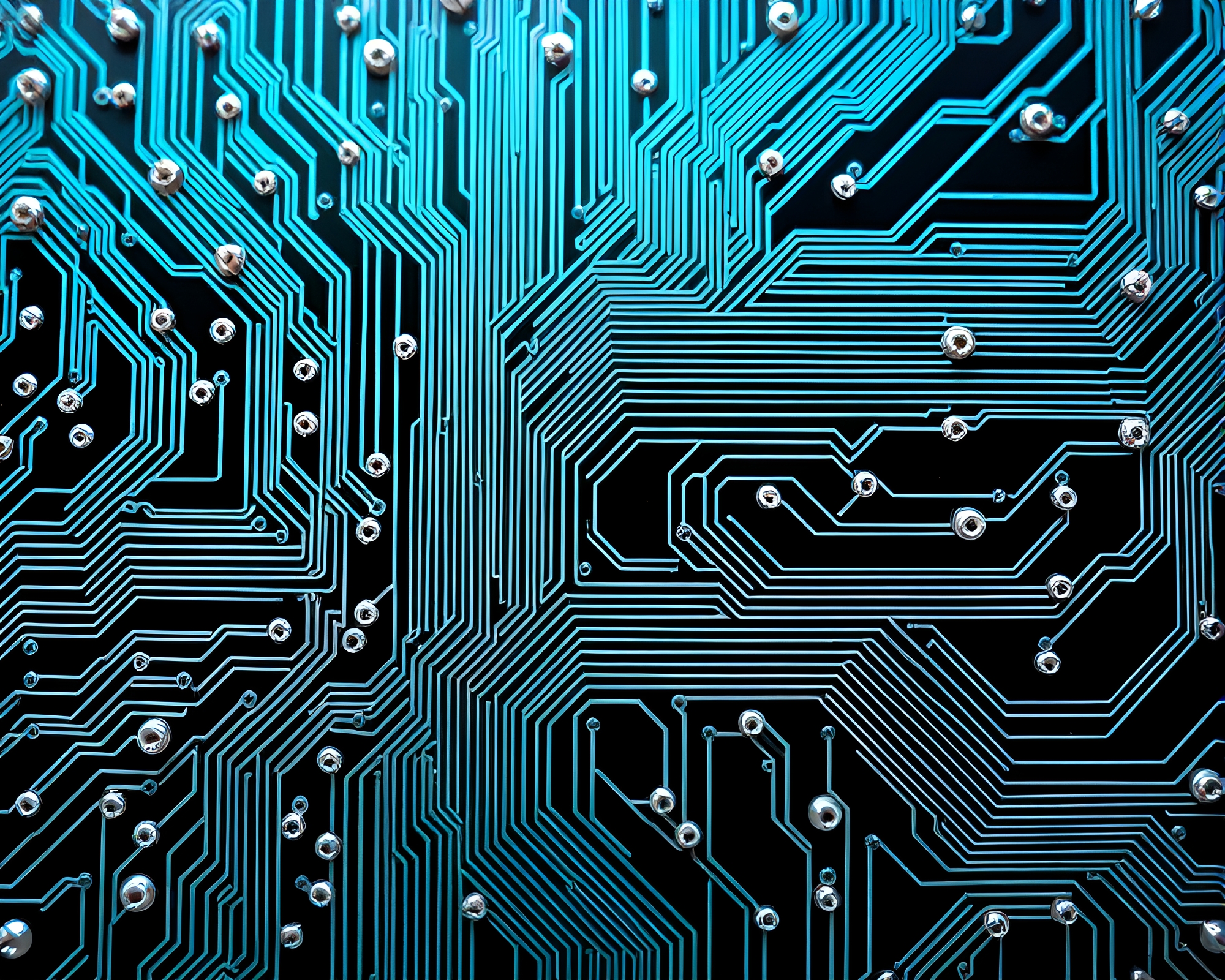 Teal Serenity: Circuit Board Carnival Carousel – free AI stock image