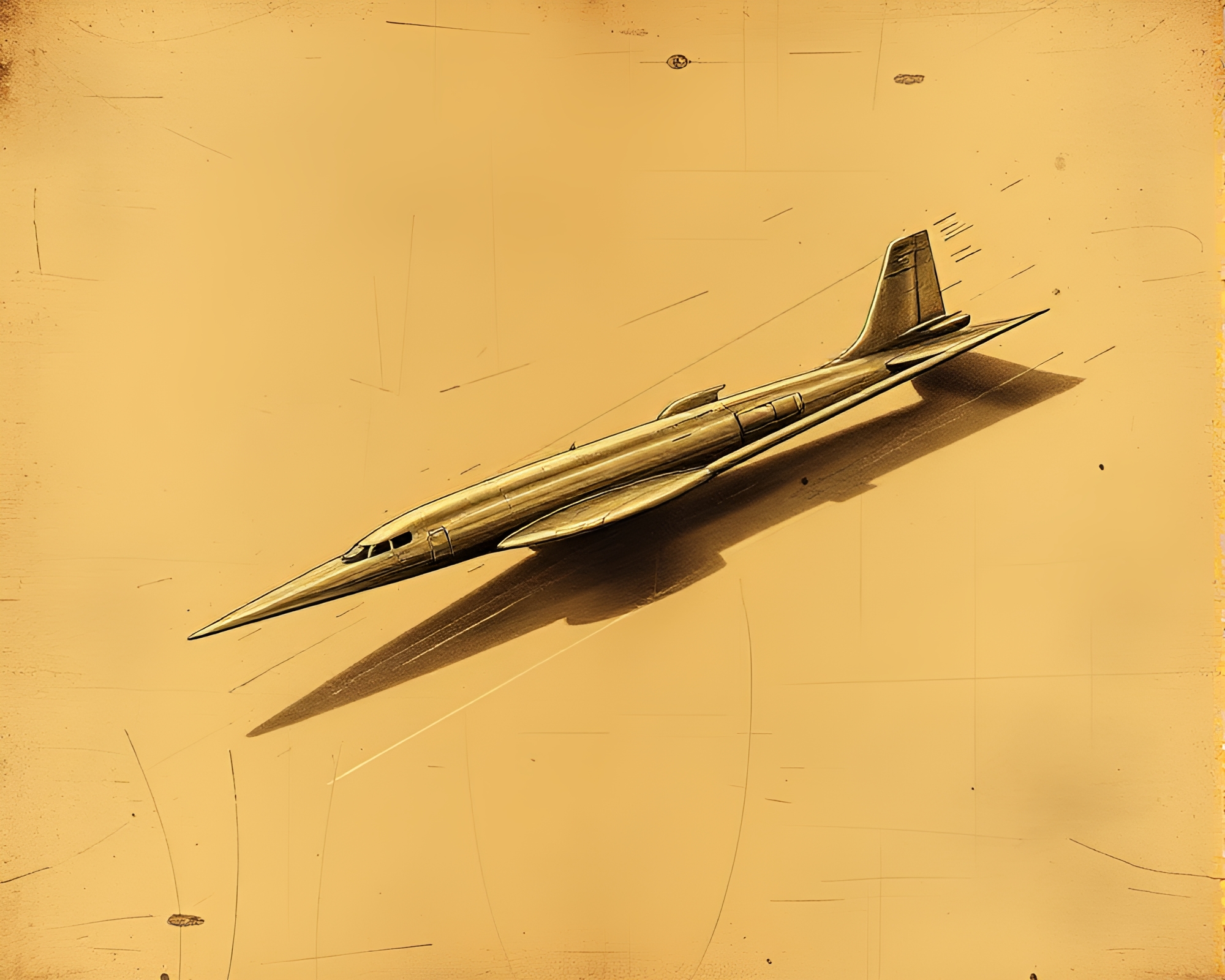 Sepia Toned Sea Plane Among Metallic Scratches – free AI stock image