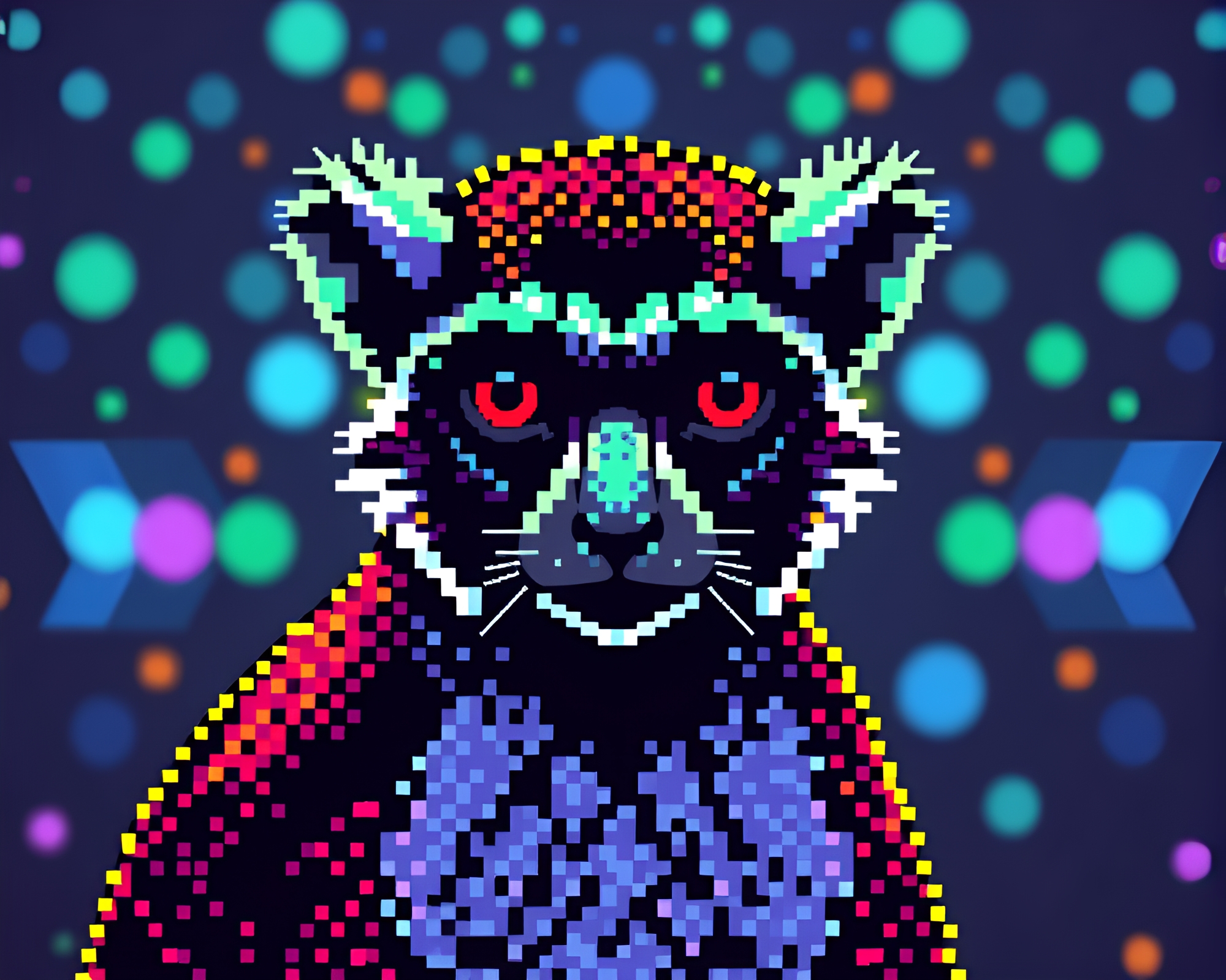 8-Bit Lemur in Jewel-Toned Dot Matrix World – free AI stock image