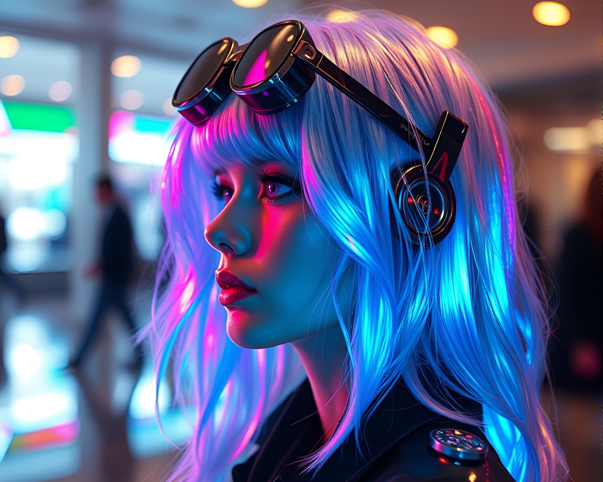 Phosphorescent Time Traveler Hair Simulation – free AI stock image