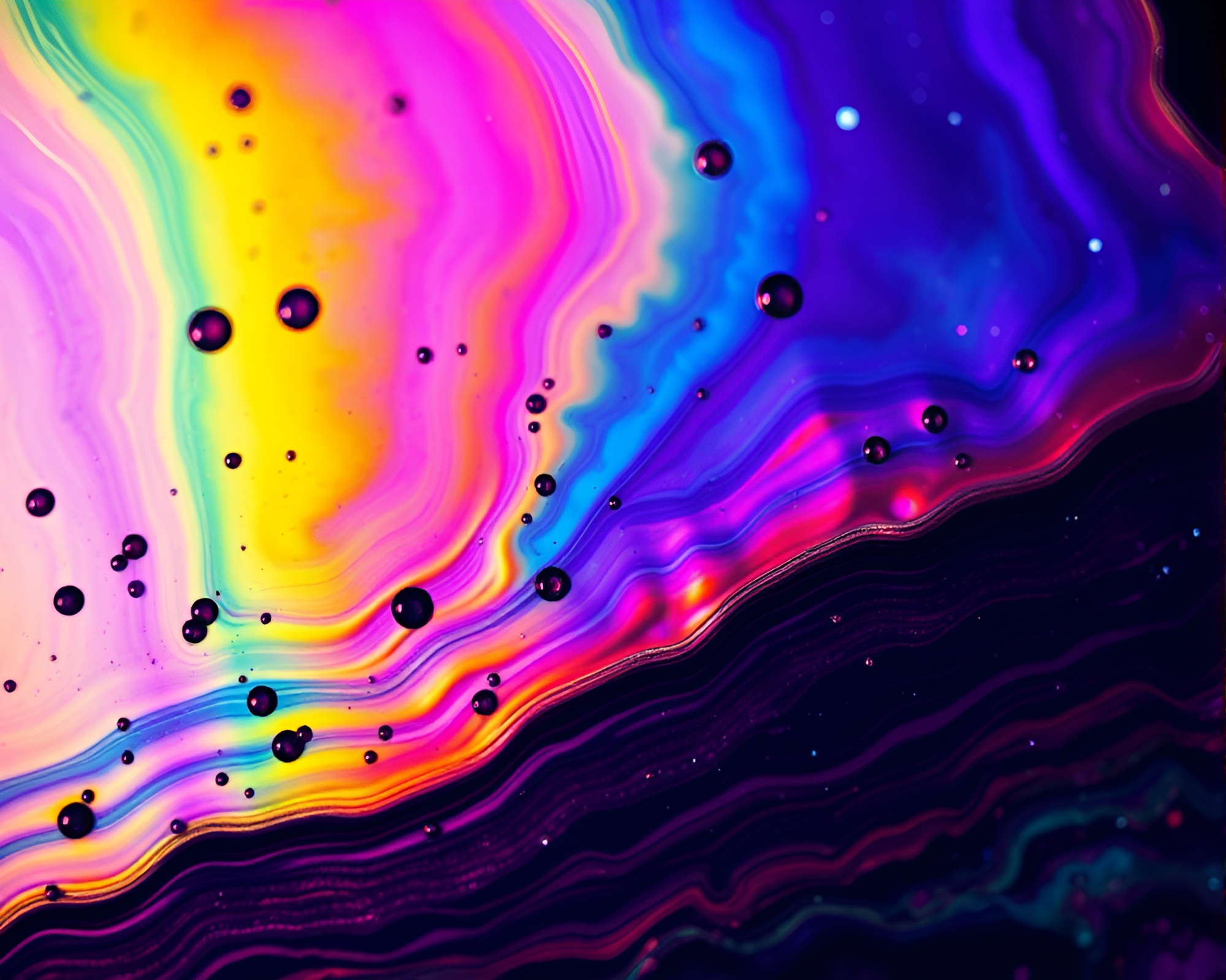 Microscopic Oil Slick Rainbow Galaxy in Duochrome – free AI stock image
