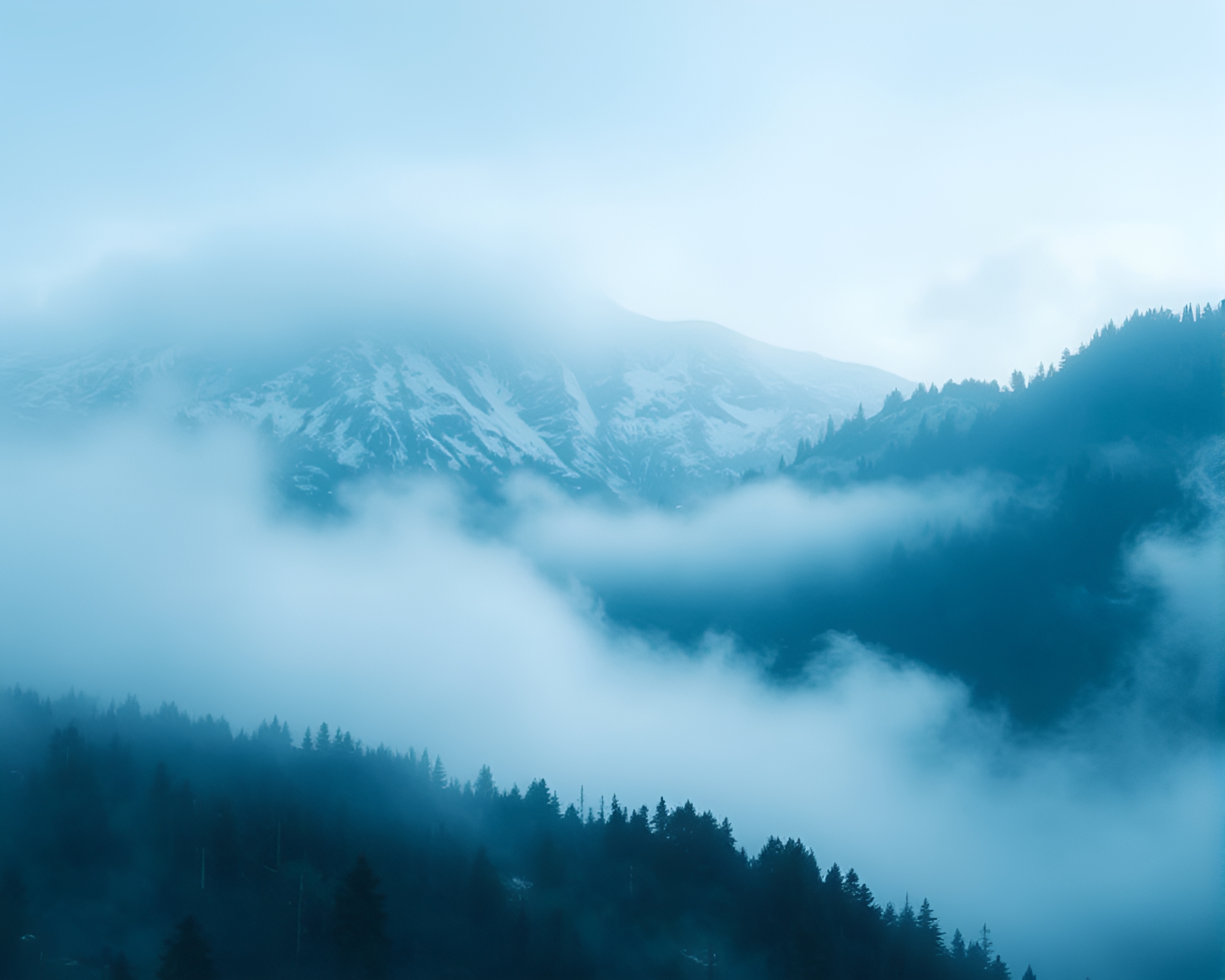 Mist-Shrouded Mountain Environmental Portrait – free AI stock image