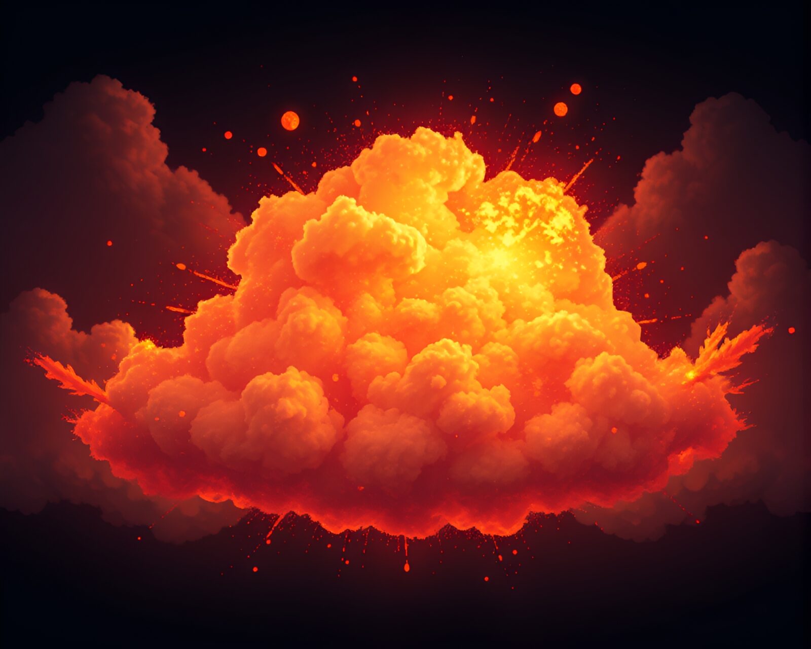 Vibrant 8-bit pumpkin pie fractal explosion art