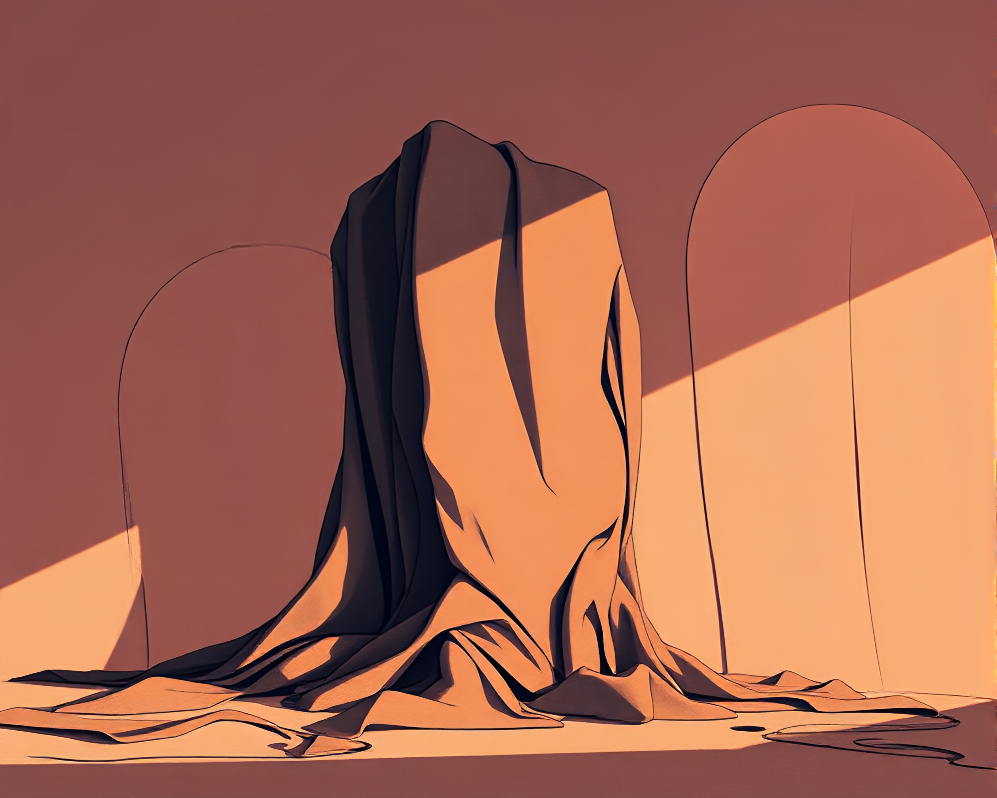 Monolithic Fabric Monuments: Toon Shaded Serenity – free AI stock image