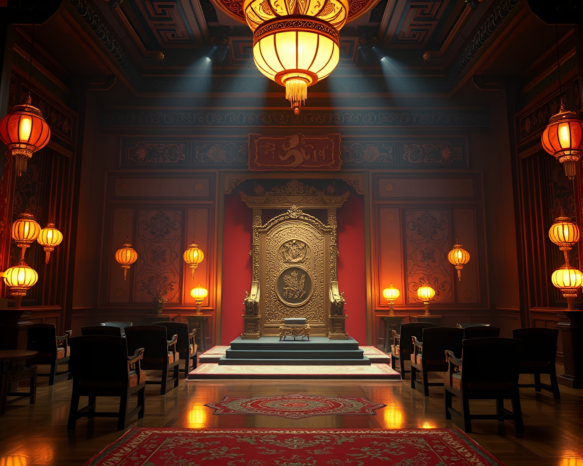 Delicious Dim Sum in Regal Throne Room Ambiance – free AI stock image