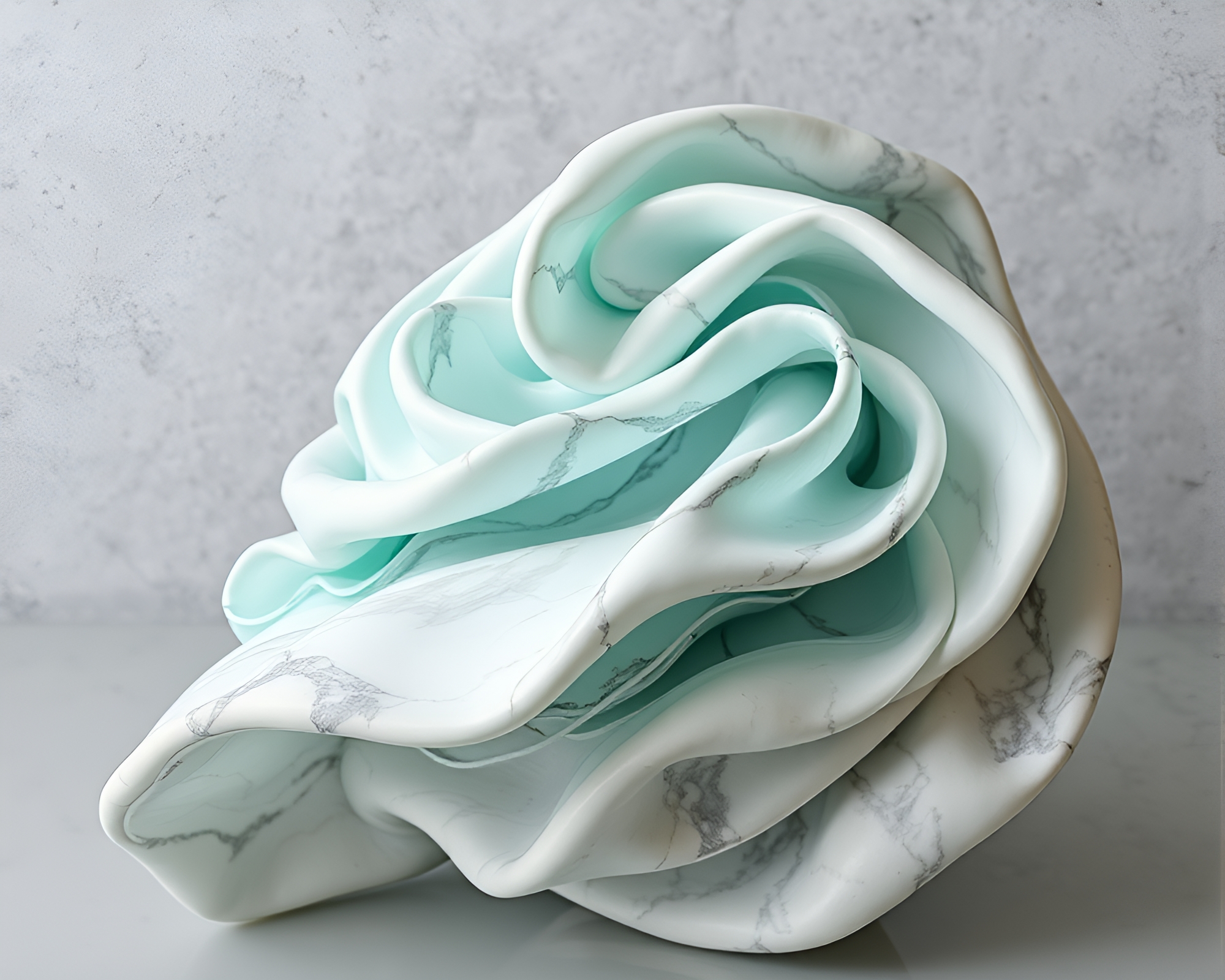 Op Art Turquoise Fabric Folds Marble Sculpture – free AI stock image