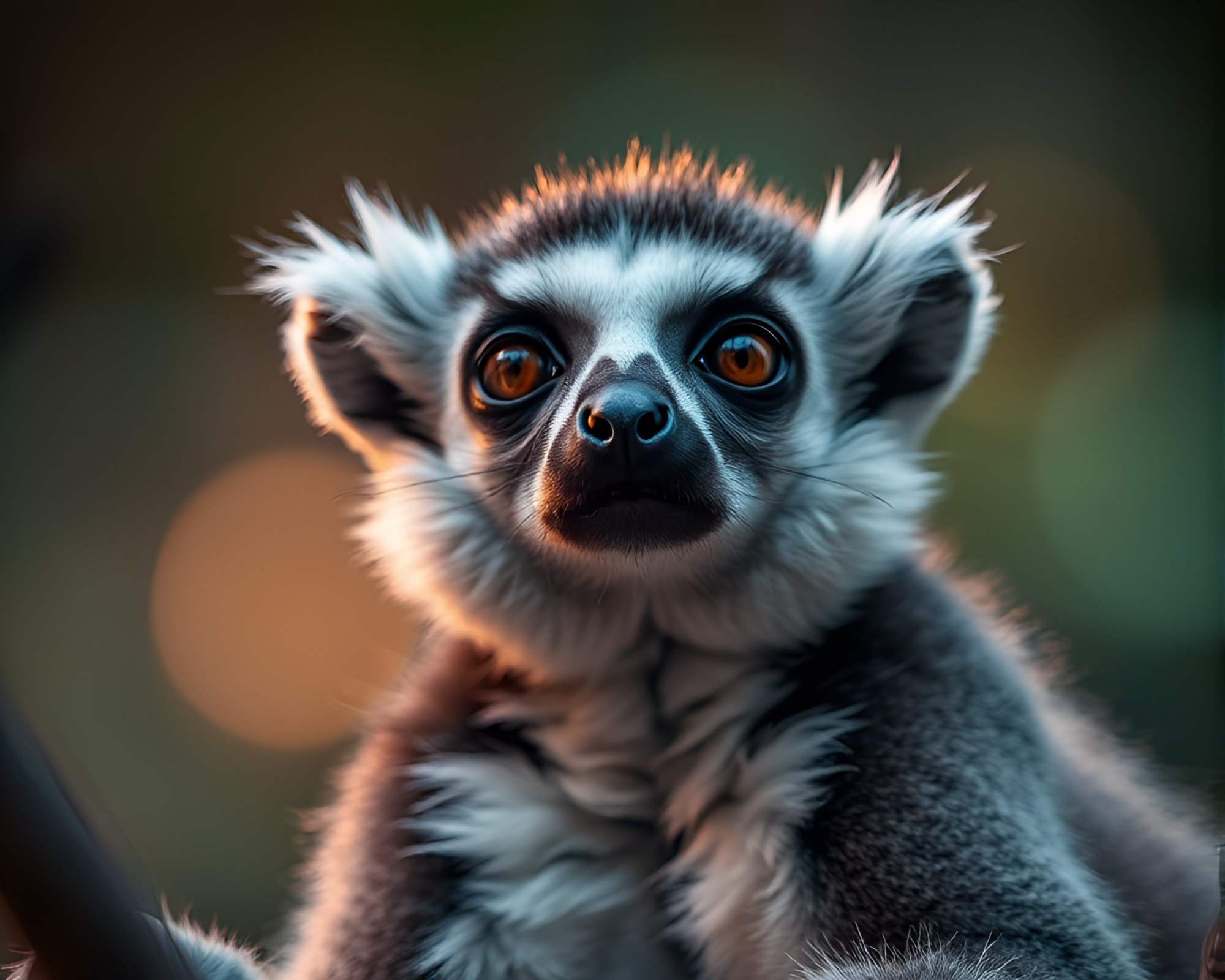 Enigmatic Lemur Bathed in Aurora Light – free AI stock image