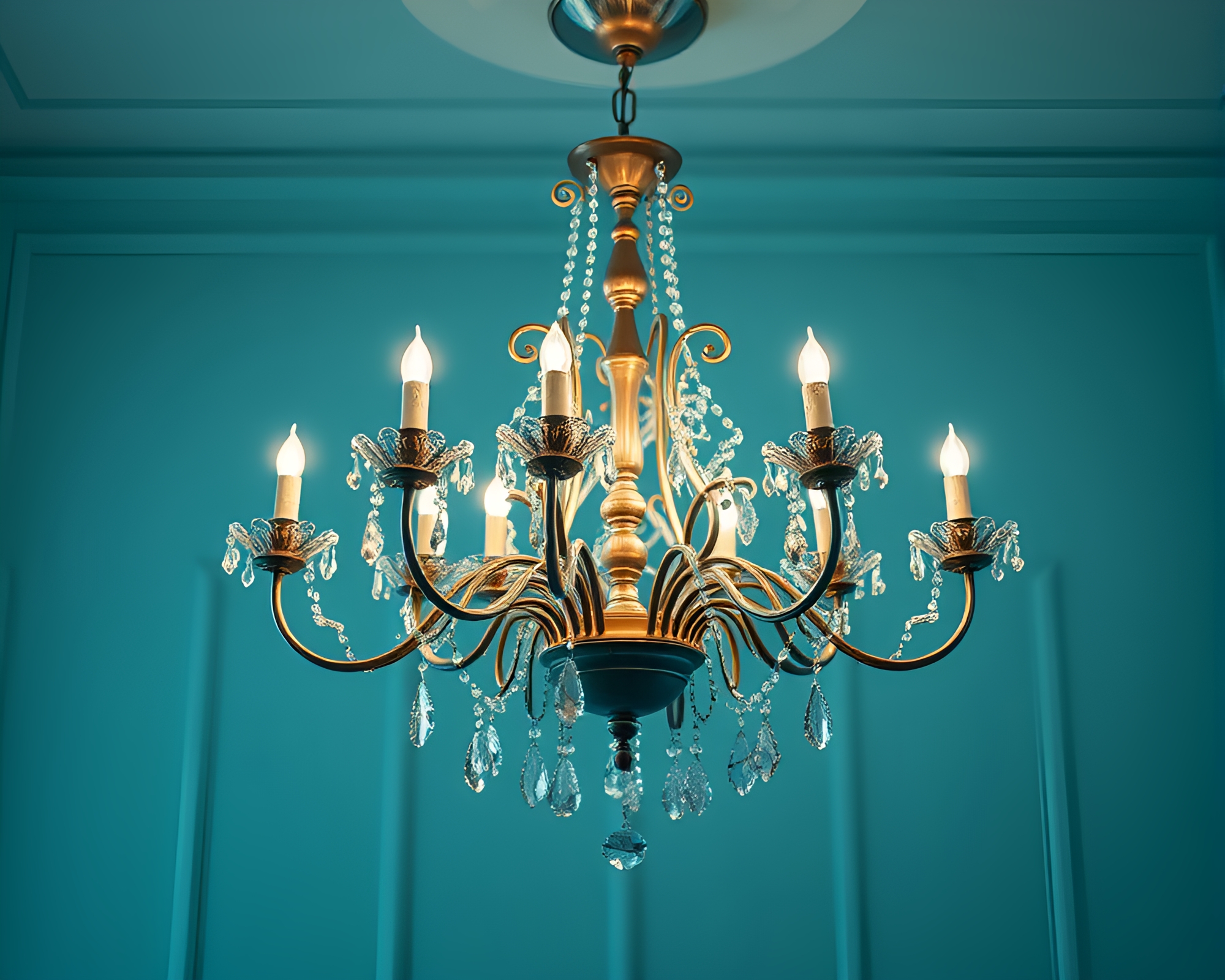Victorian Chandelier in Teal Serenity Material Design – free AI stock image