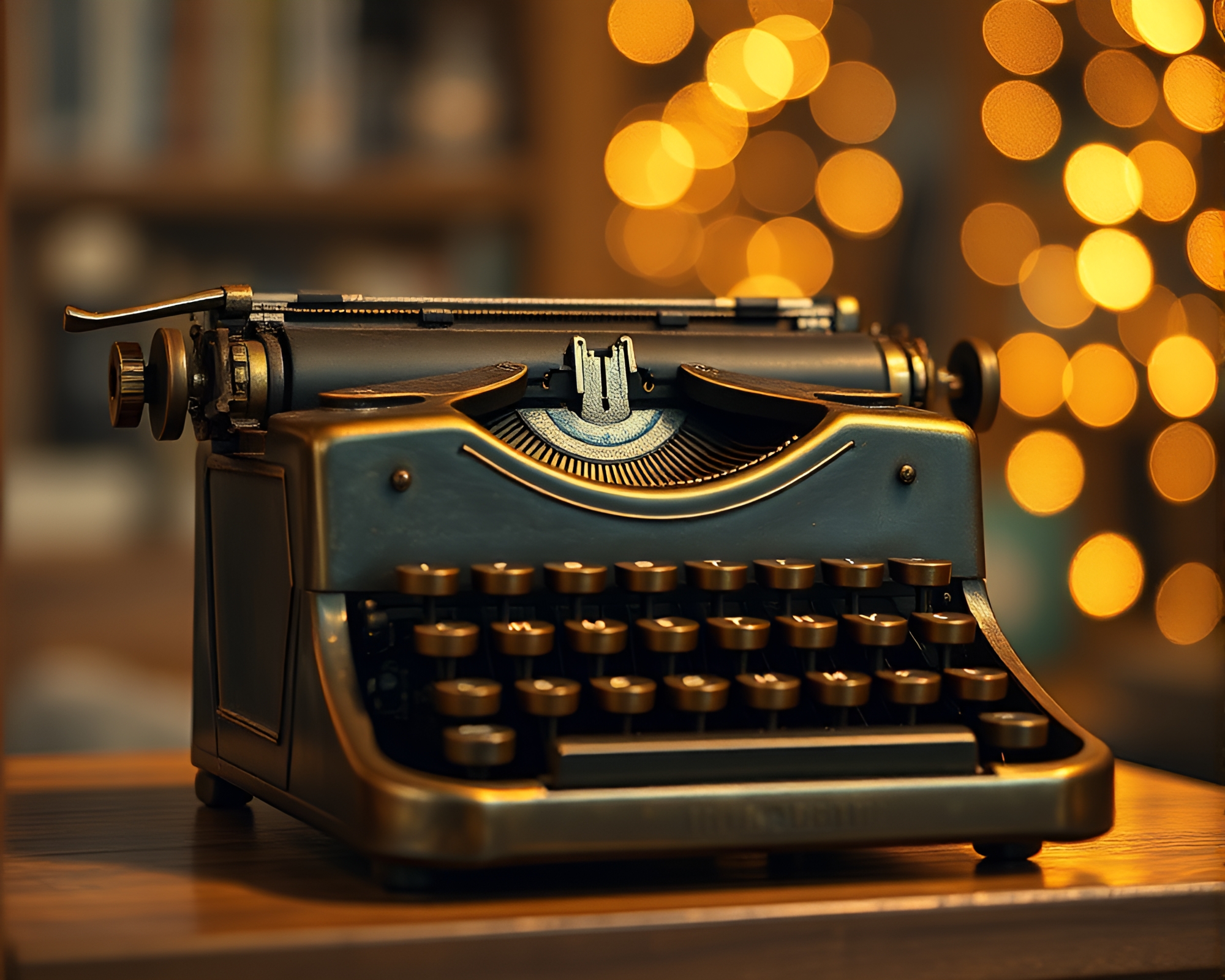 Antique Typewriter Surrounded by Bokeh Lights – free AI stock image
