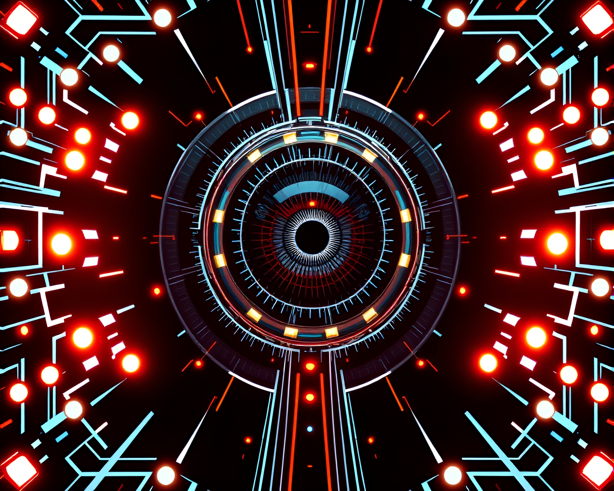 Futuristic Cybernetic Eye Mirror Symmetry Concept – free AI stock image