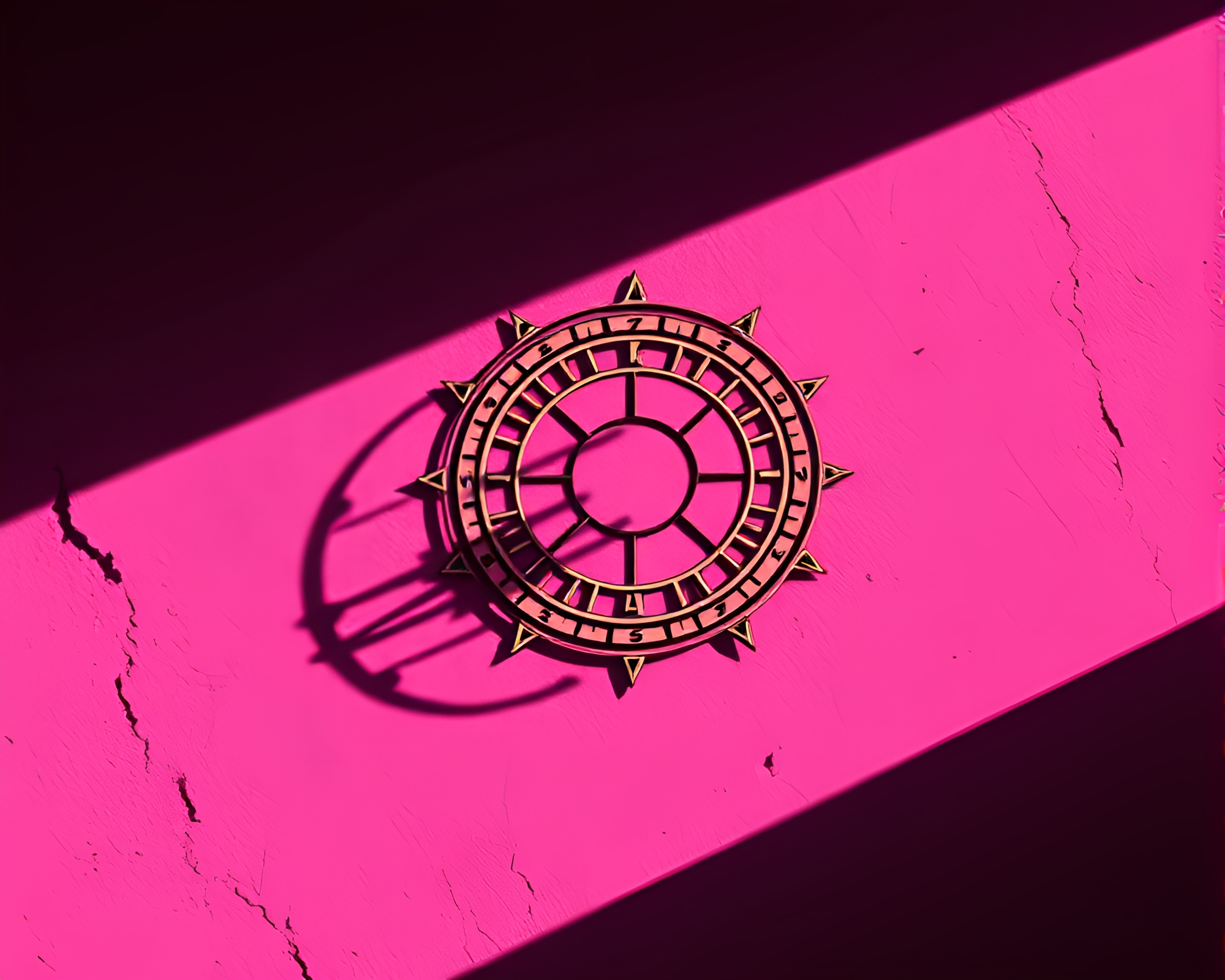 Synthwave Pocket Sundial with Stencil Shadows – free AI stock image