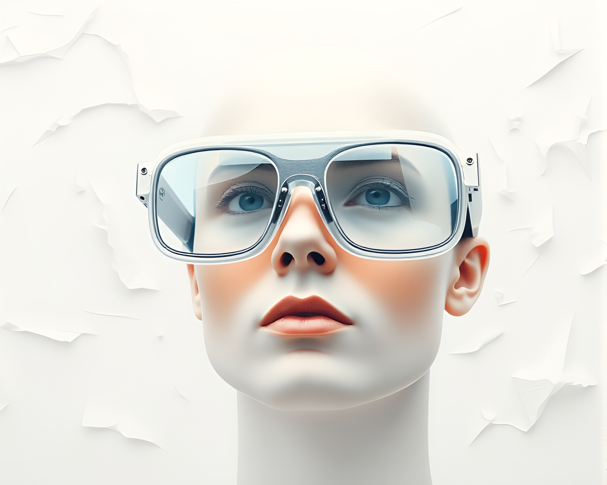 Futuristic Augmented Reality Glasses in Ivory White Environment – free AI stock image