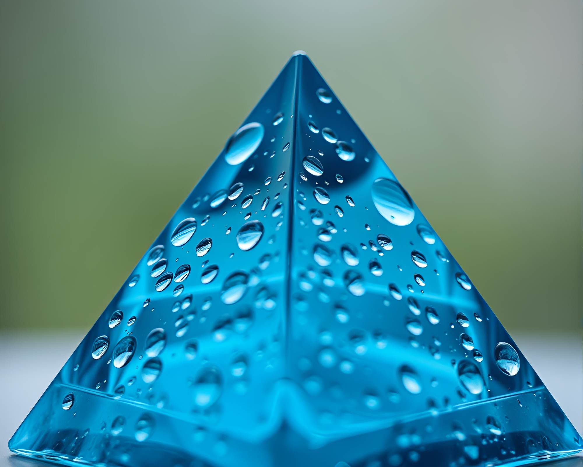 Rain Droplets on Glass Pyramid – Macro Photography – free AI stock image