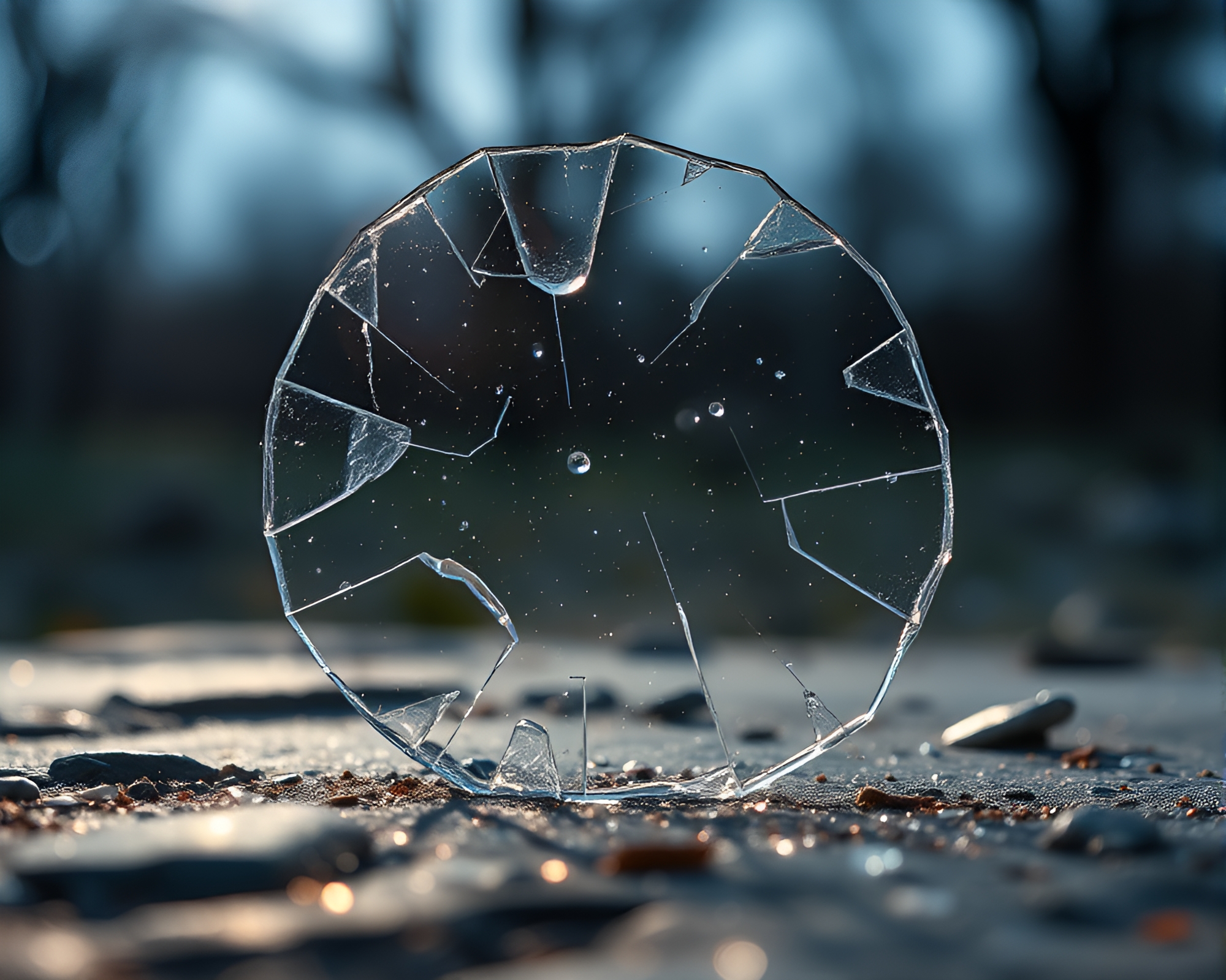 Shattered Stone Circle Reflecting Glitter Dust Ambiance – free AI stock image