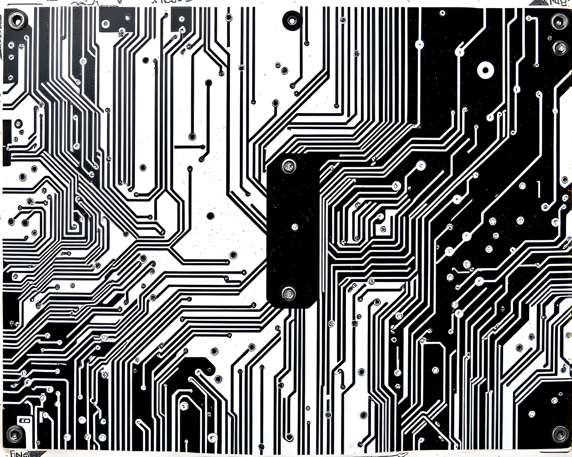 Monochrome Blue Circuit Board Street Art Tags – free AI stock image