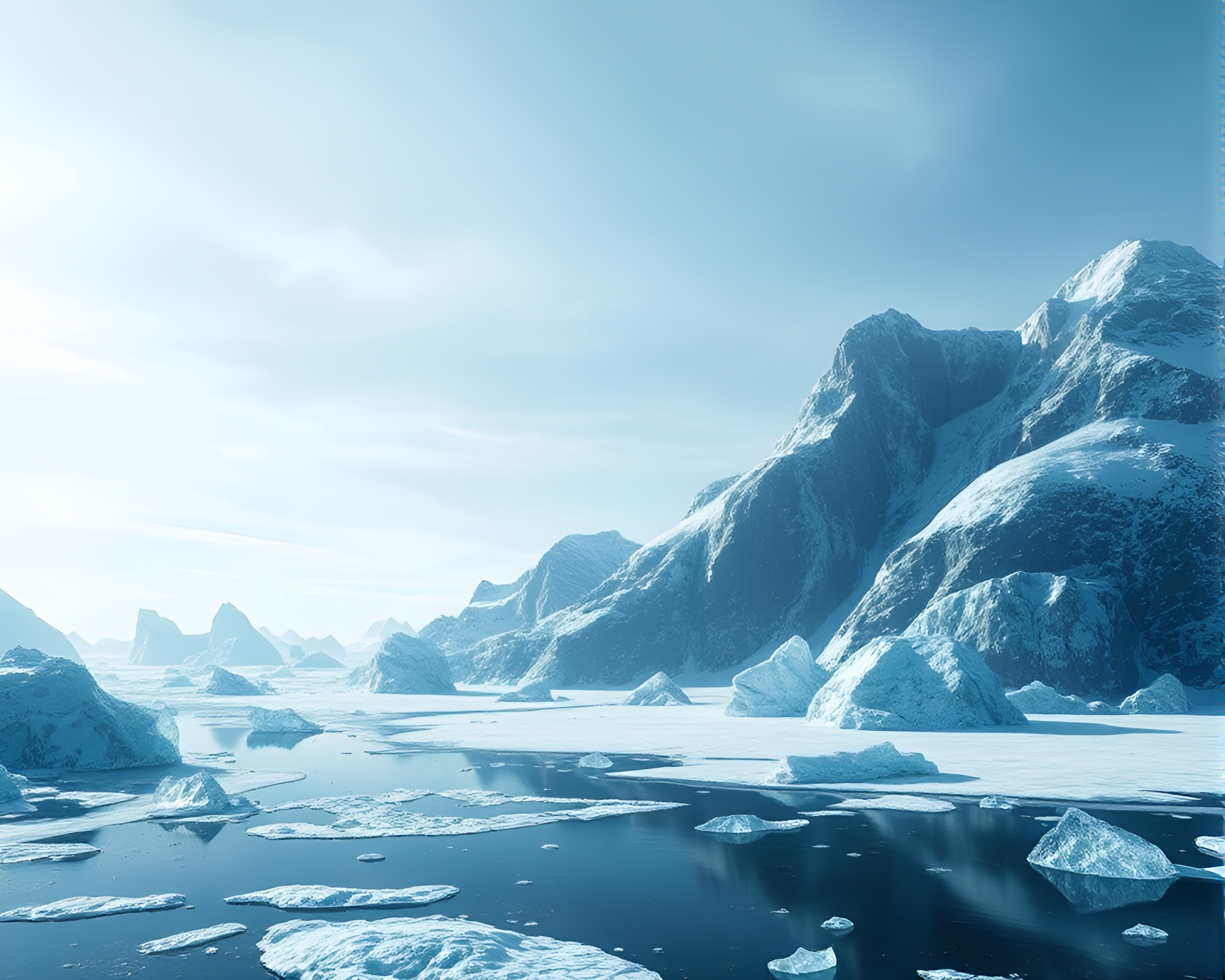Shattered Glass Oasis in Antarctic Whiteout – free AI stock image