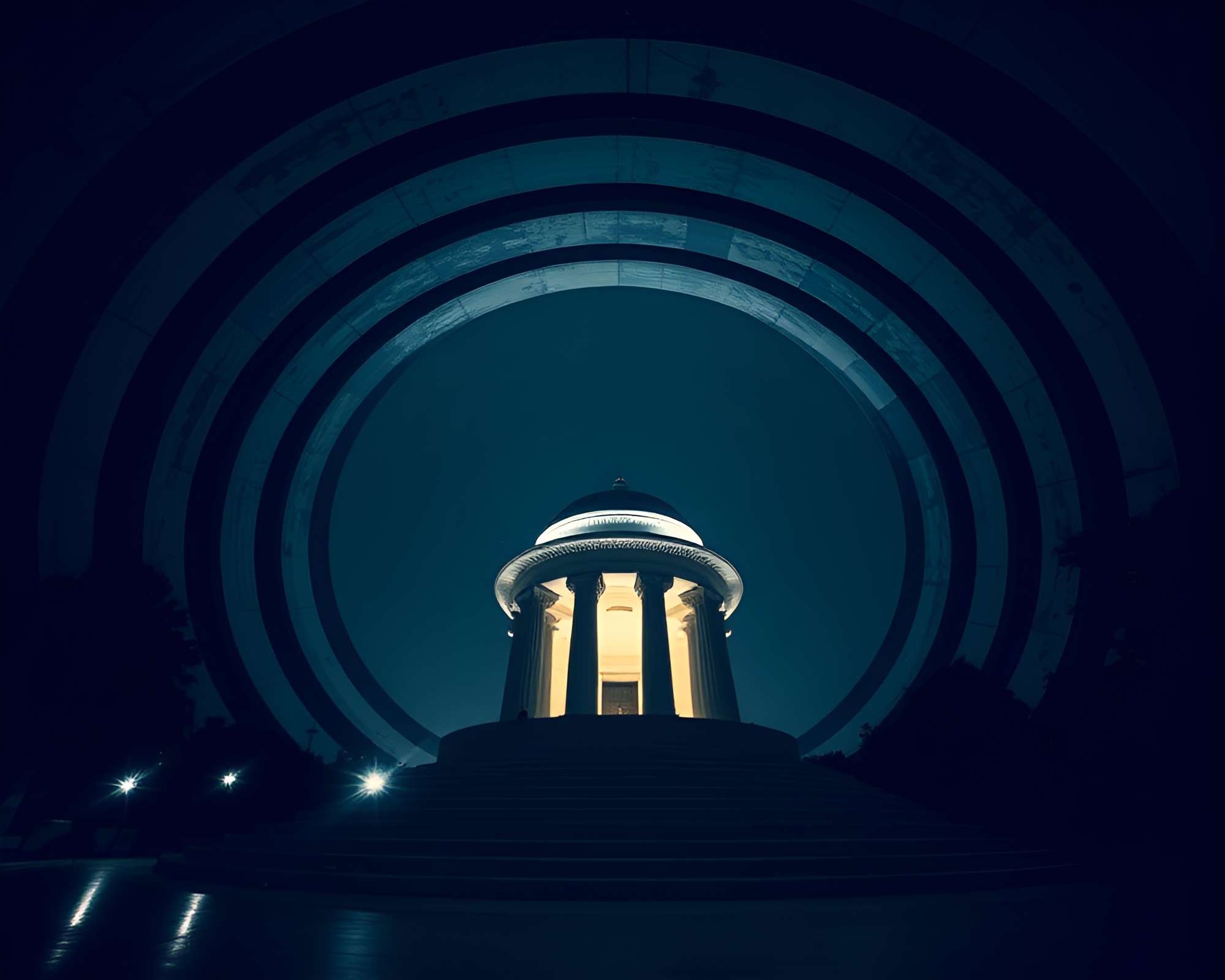 Serene Temple in Enigmatic Circles – free AI stock image