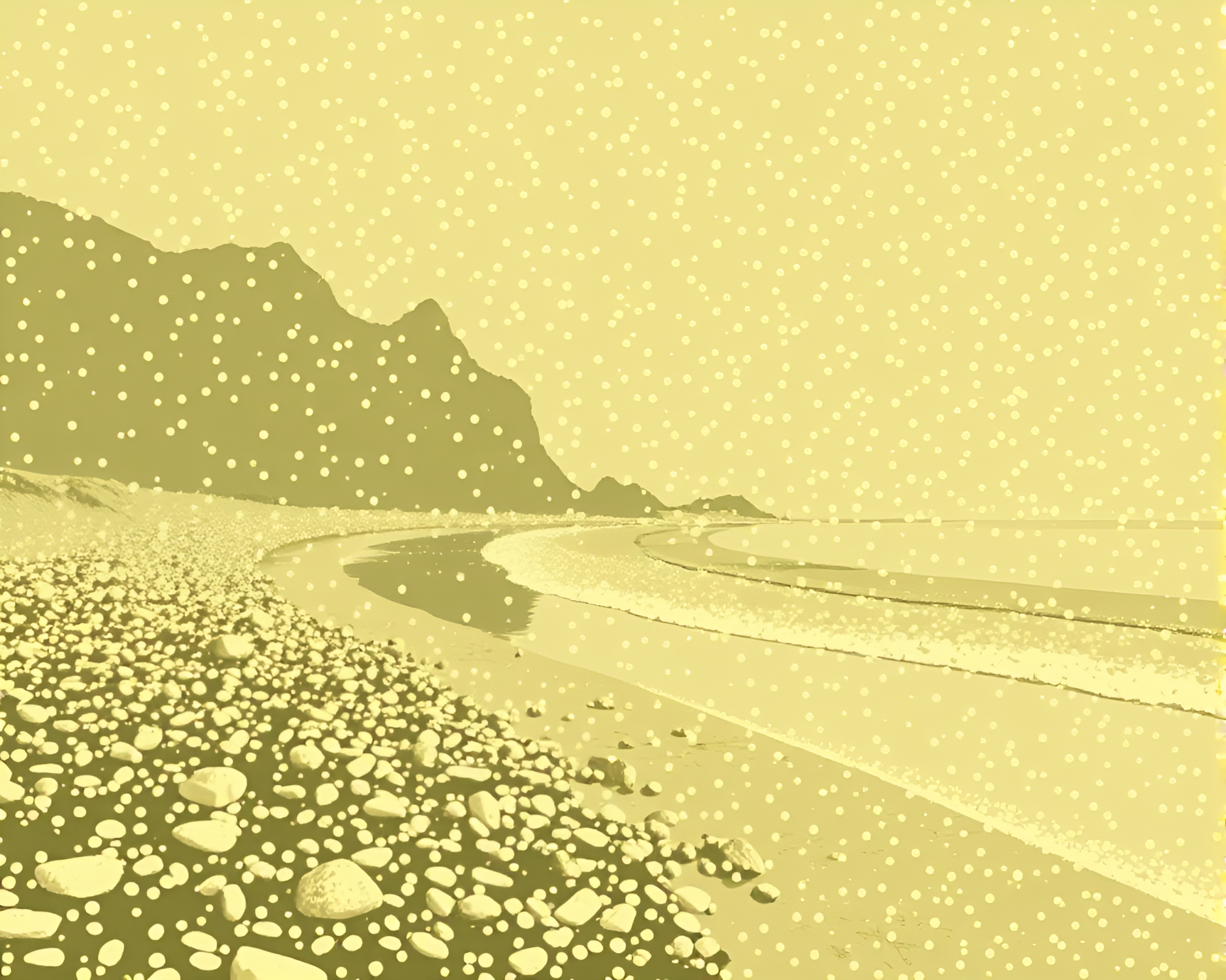 Pebble Beach Serenity: Olive Drab Dots – free AI stock image