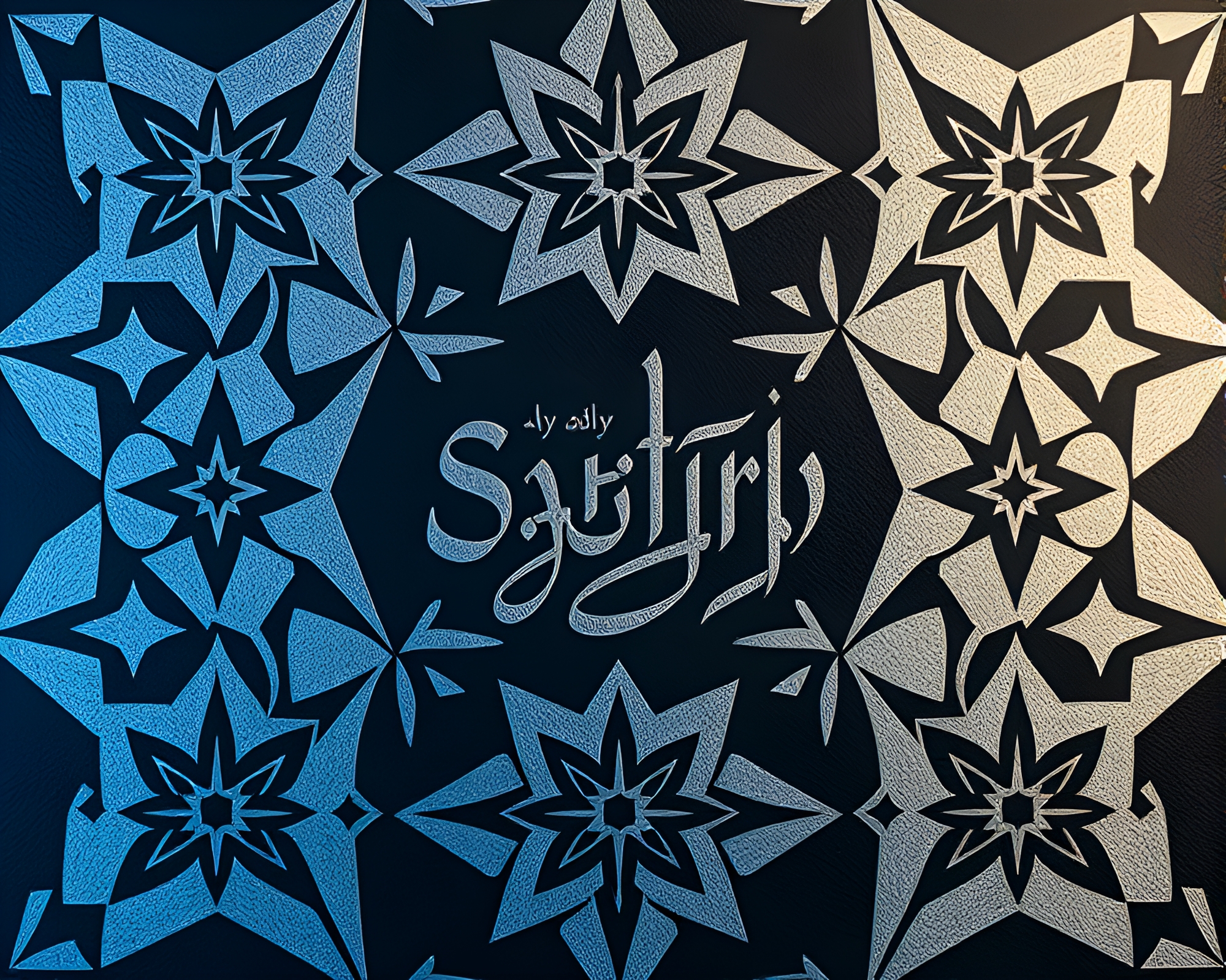 Surreal Satyr Calligraphy in Matte Geometric Harmony – free AI stock image
