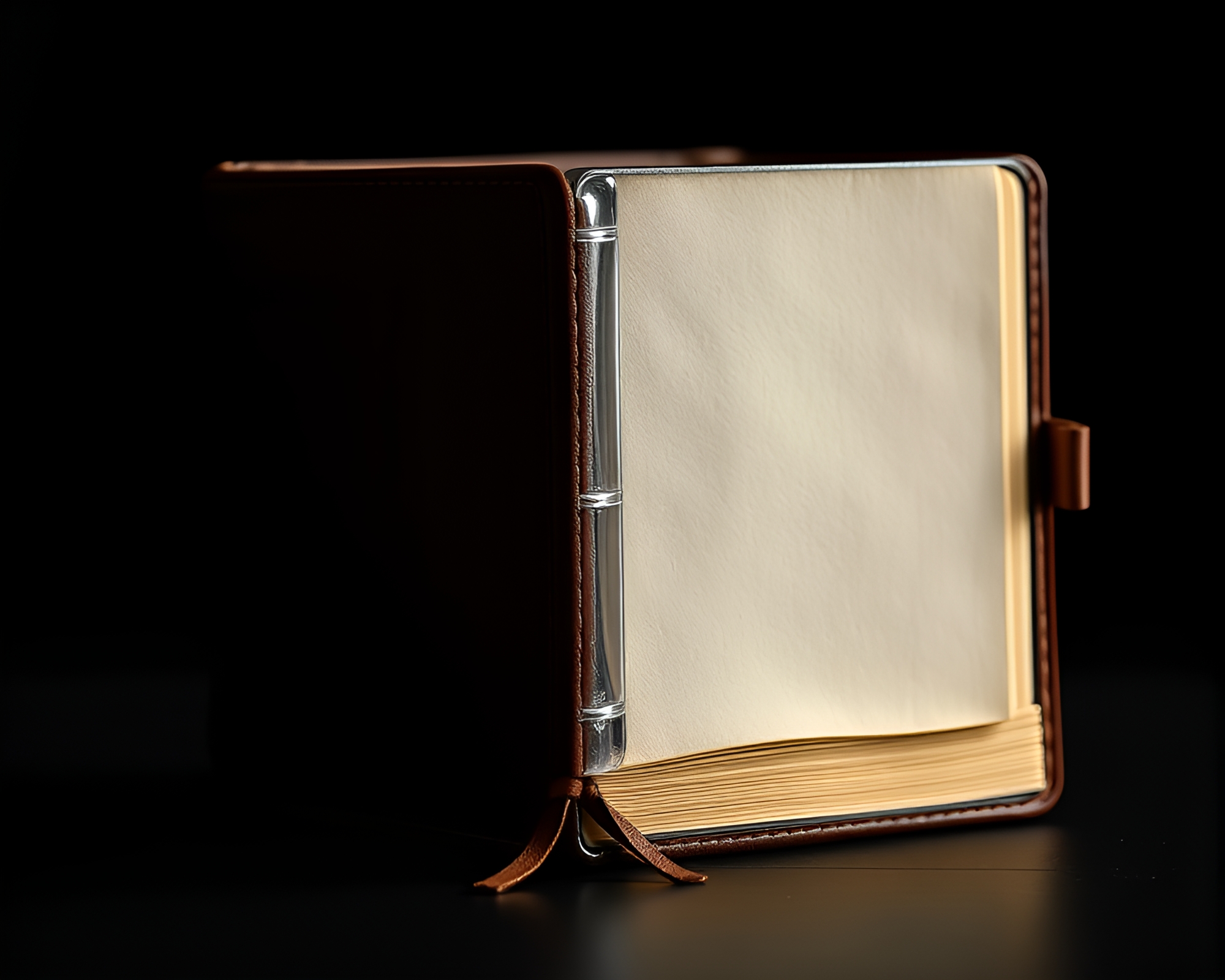 Enigmatic Silhouette: Leather Diary in Crystal Clarity – free AI stock image