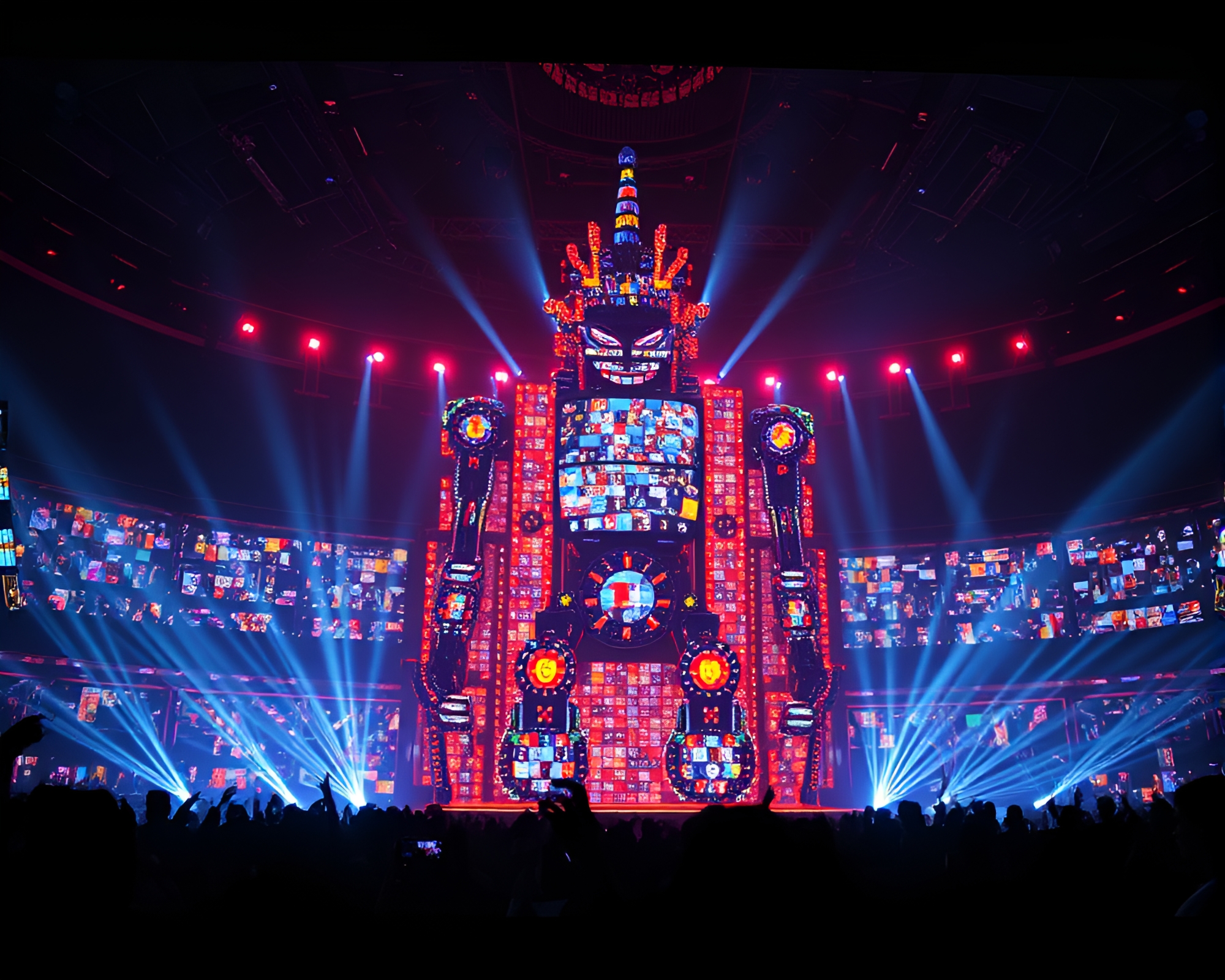 Futuristic Fragmented Robot in Strobe Lighted Club – free AI stock image