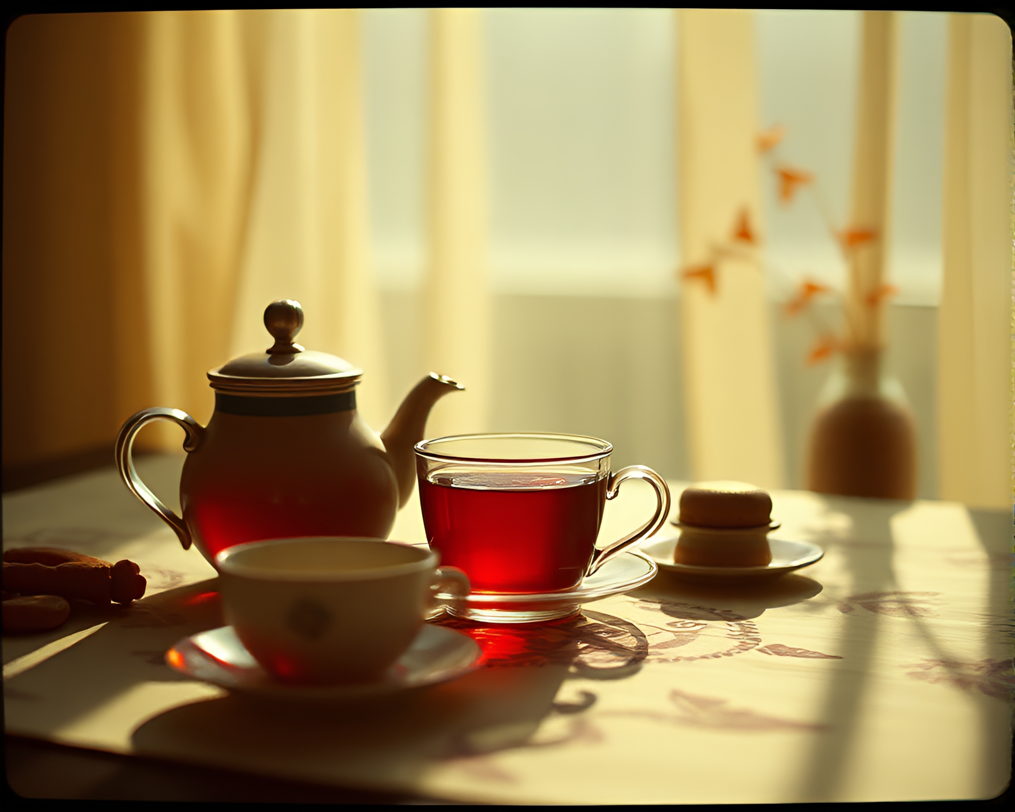 Vintage Tea Set with Depth Layering Composition – free AI stock image